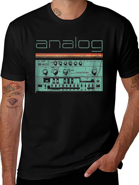 Analog Synth Graphic Tee - Retro Style Synthesizer T-Shirt