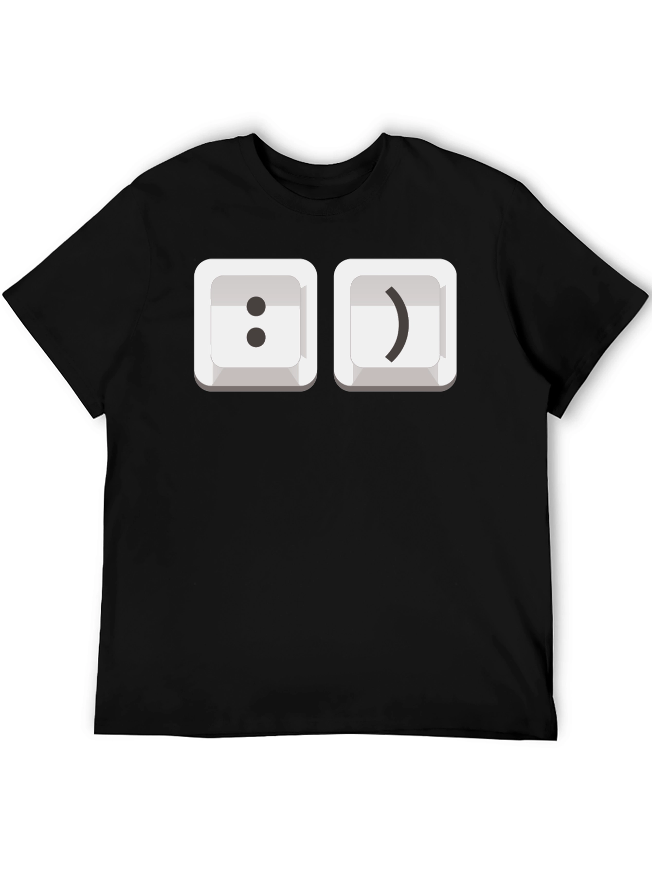 Black T-Shirt with Smiley Face Keyboard Keys
