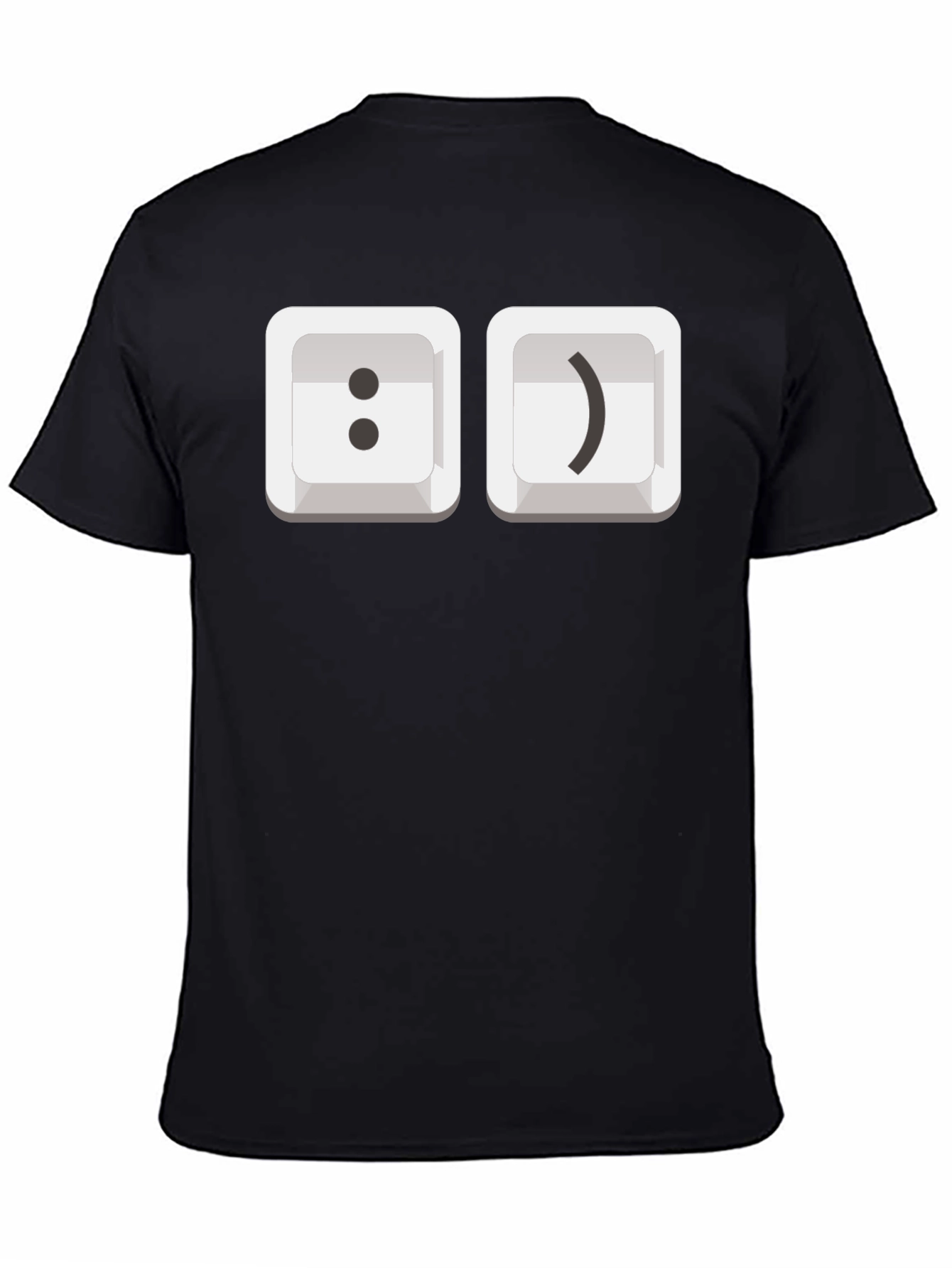 Black T-Shirt with Smiley Face Keyboard Keys