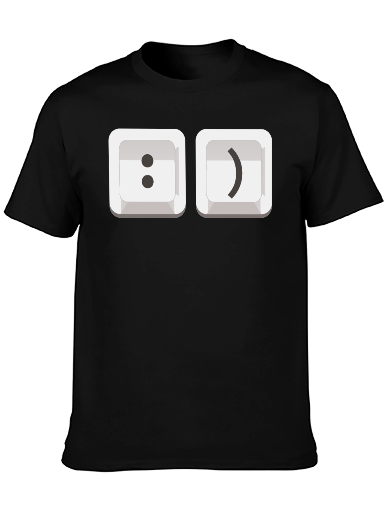 Black T-Shirt with Smiley Face Keyboard Keys