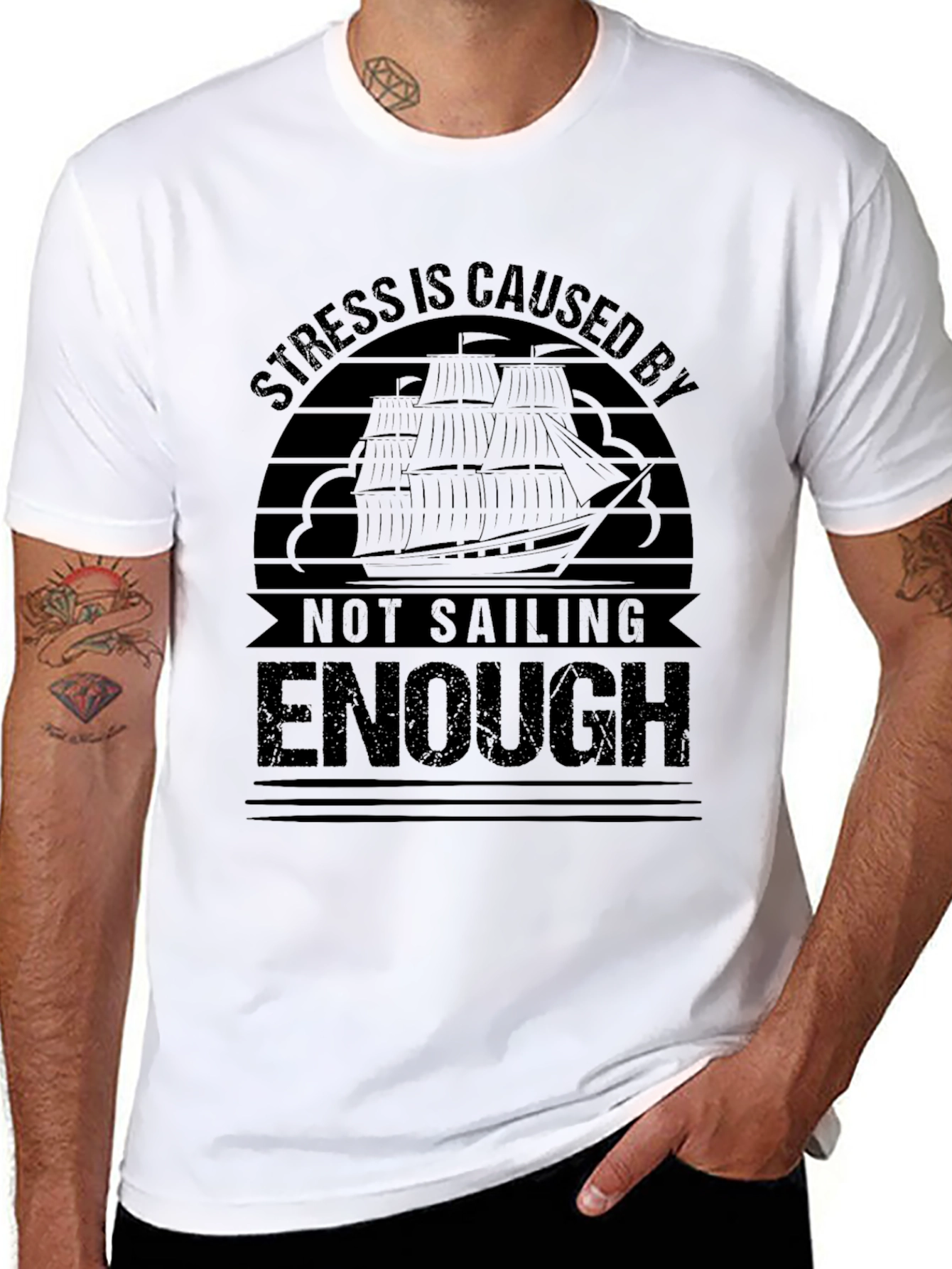 Sailing T-Shirt: Stress is Caused By Not Sailing Enough