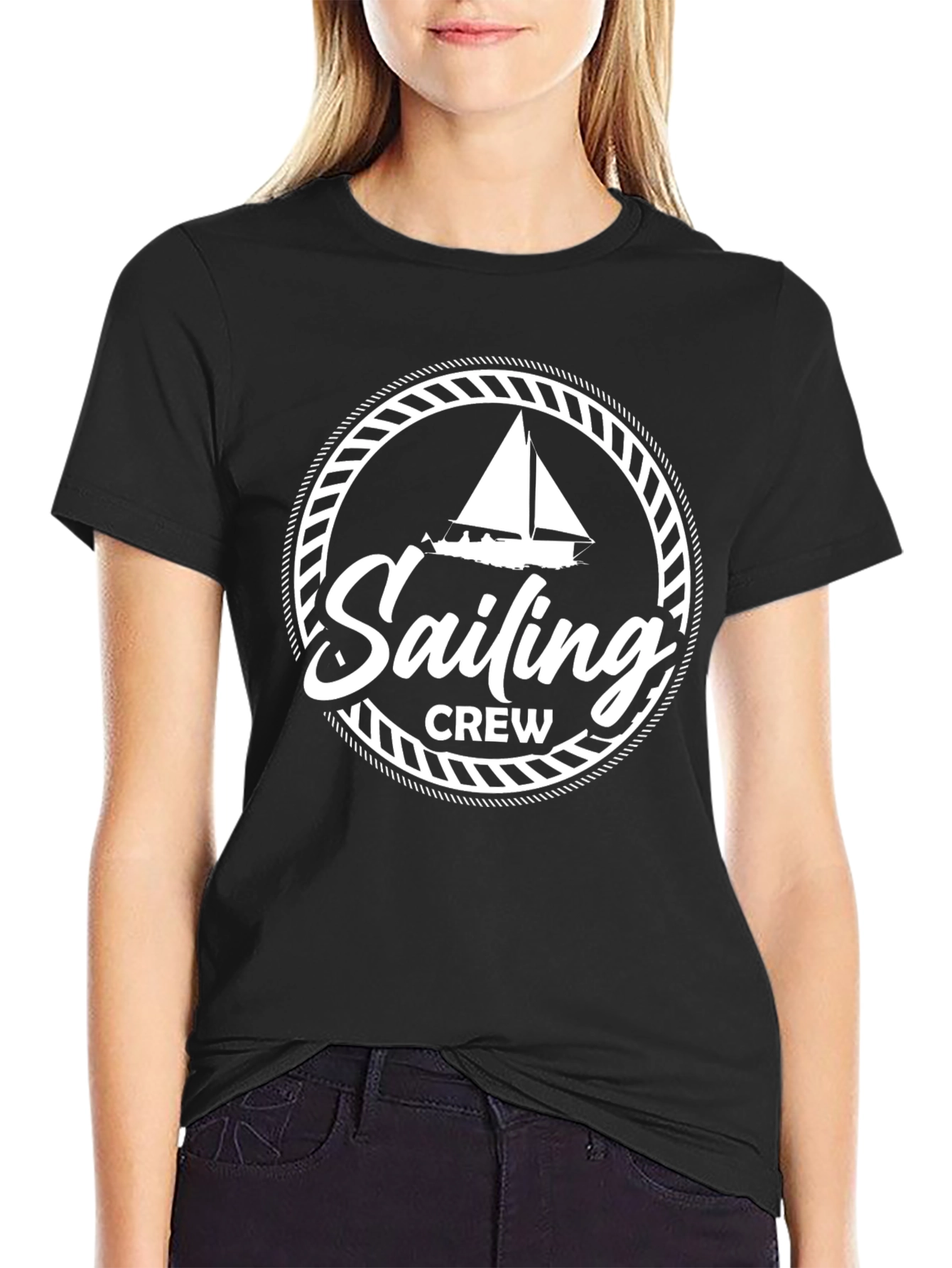 Sailing Crew Graphic Black T-Shirt