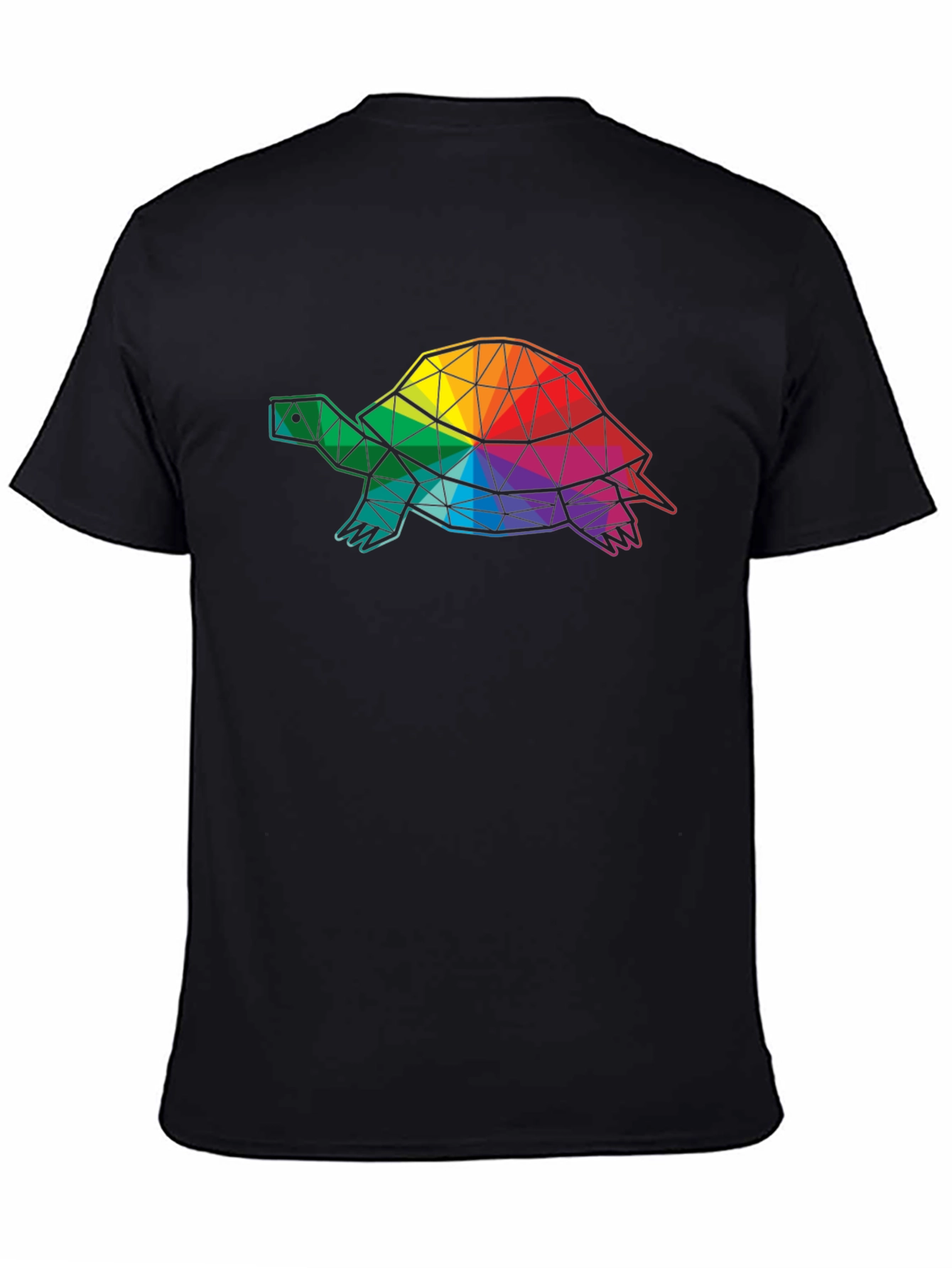 Geometric Turtle Graphic Tee - Black Cotton Comfort