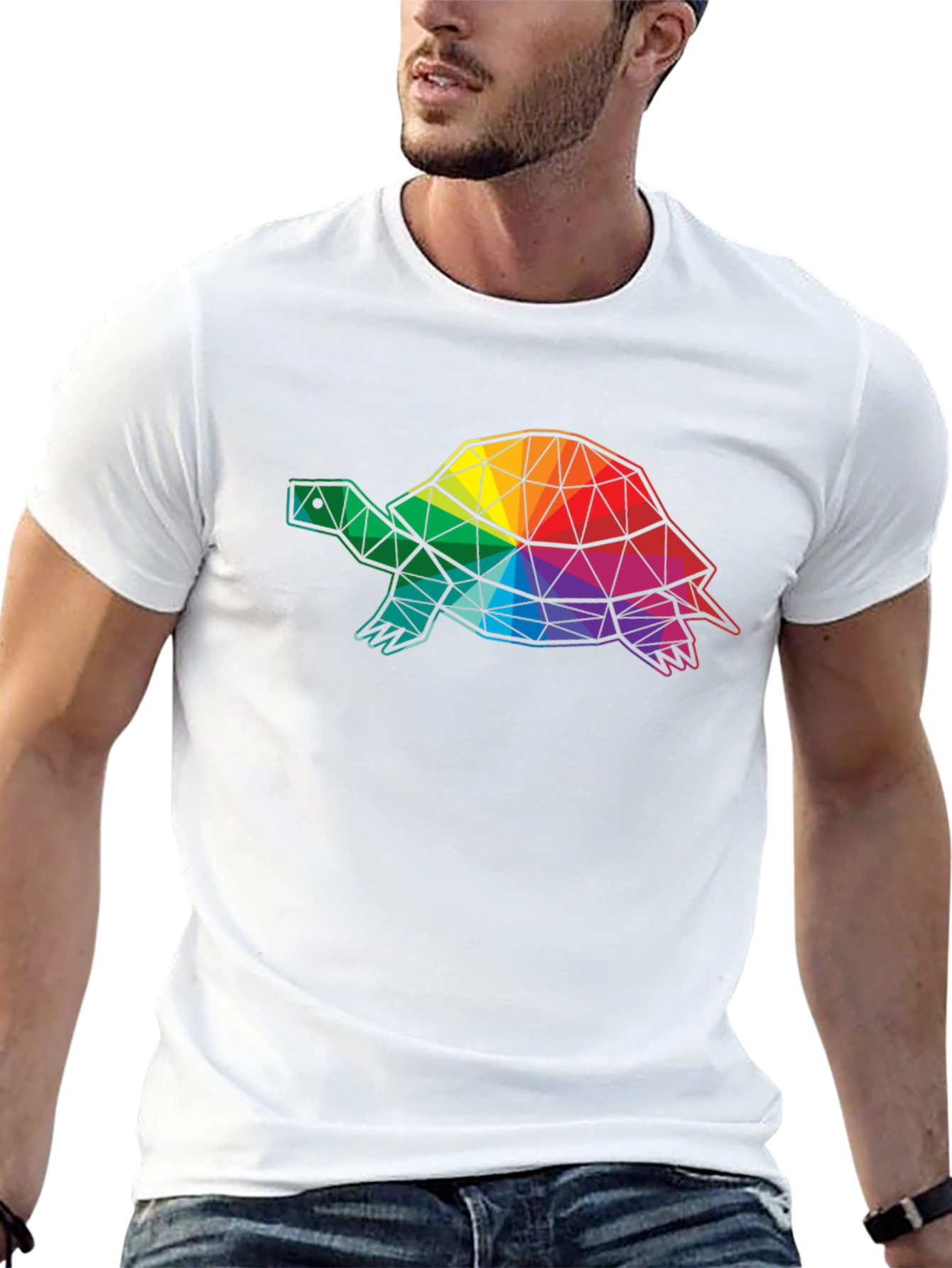 Geometric Turtle Graphic Tee - Black Cotton Comfort