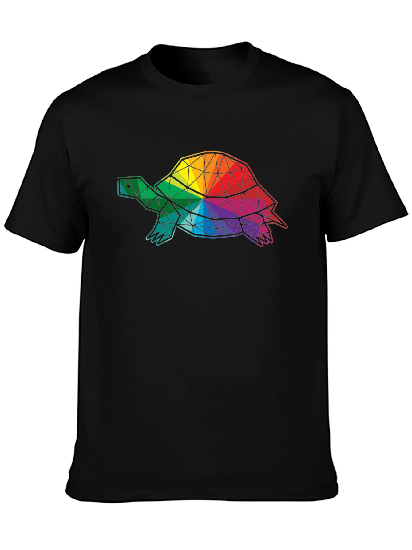 Geometric Turtle Graphic Tee - Black Cotton Comfort