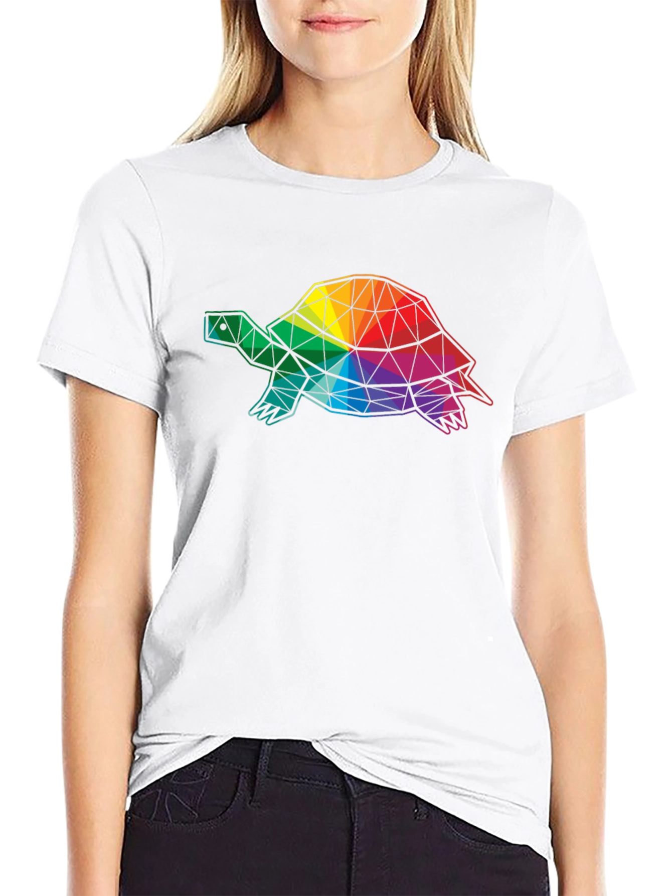 Geometric Turtle Graphic Tee - Black Cotton Comfort
