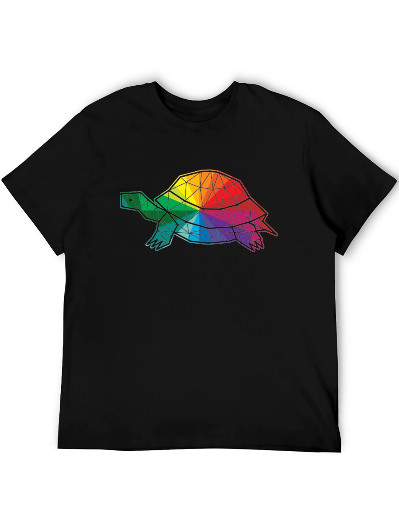 Geometric Turtle Graphic Tee - Black Cotton Comfort