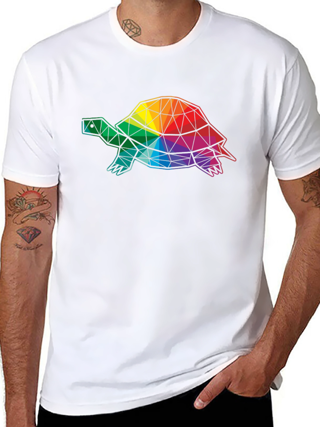 Geometric Turtle Graphic Tee - Black Cotton Comfort