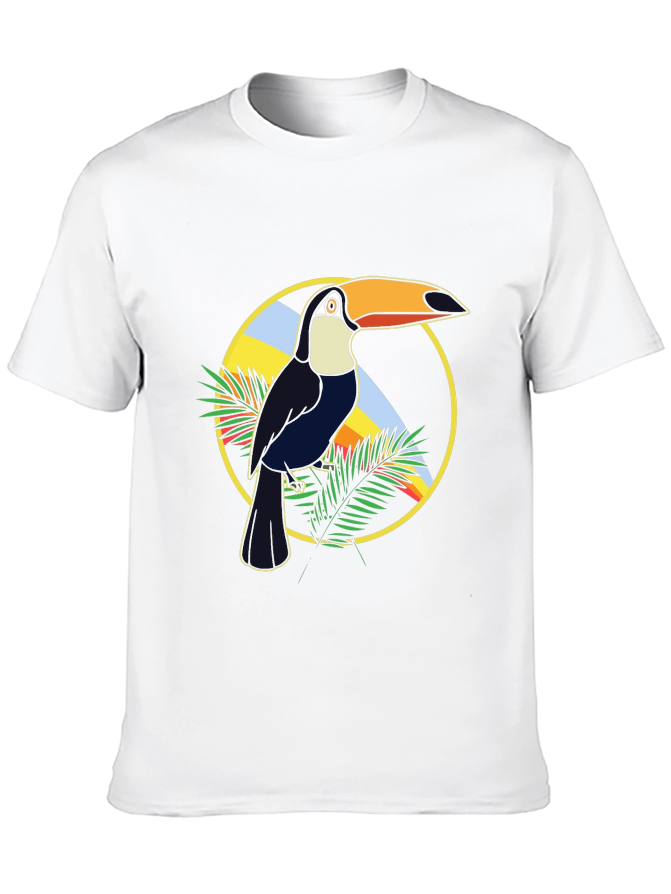 Tropical Toucan Graphic Tee - Black Cotton T-Shirt