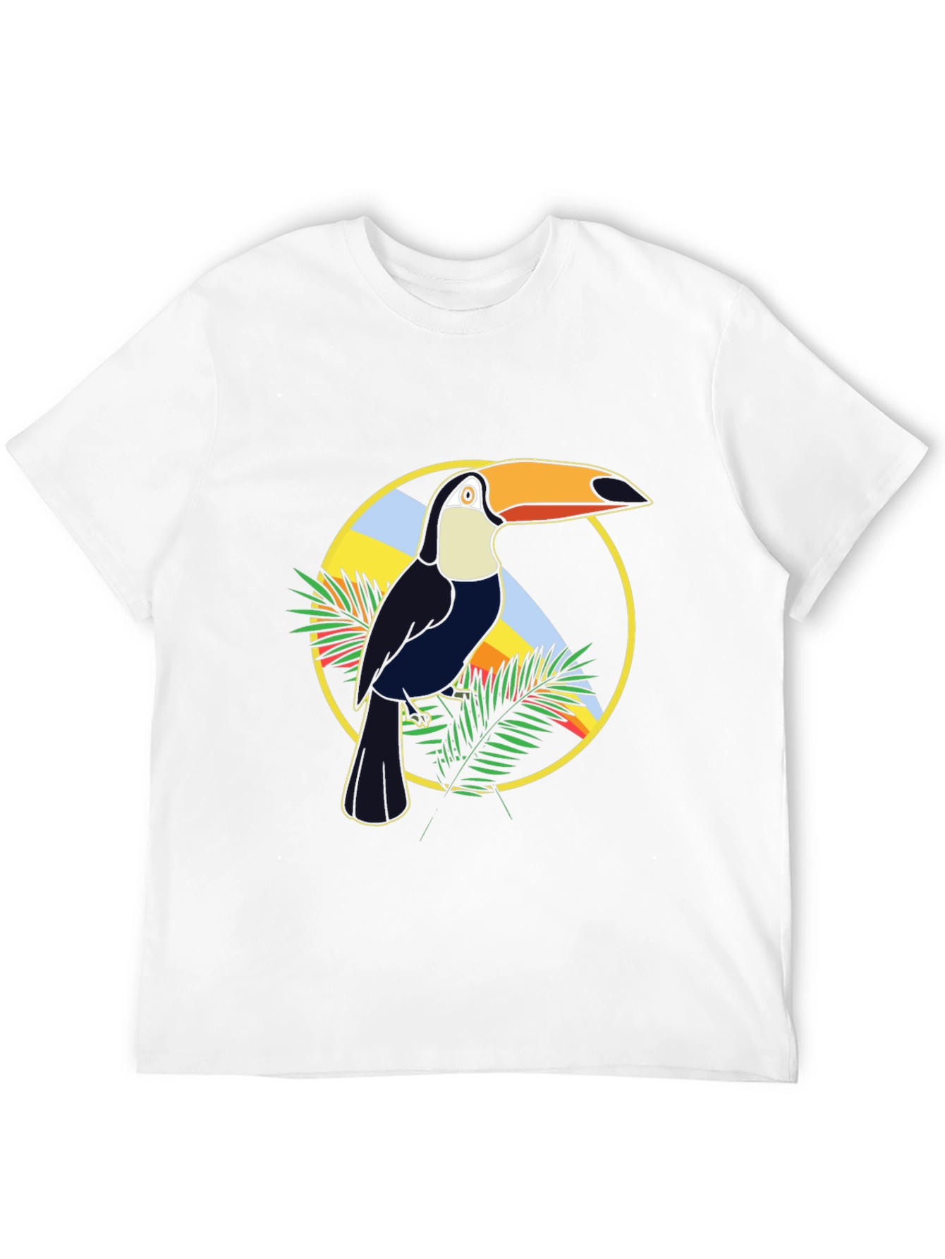 Tropical Toucan Graphic Tee - Black Cotton T-Shirt