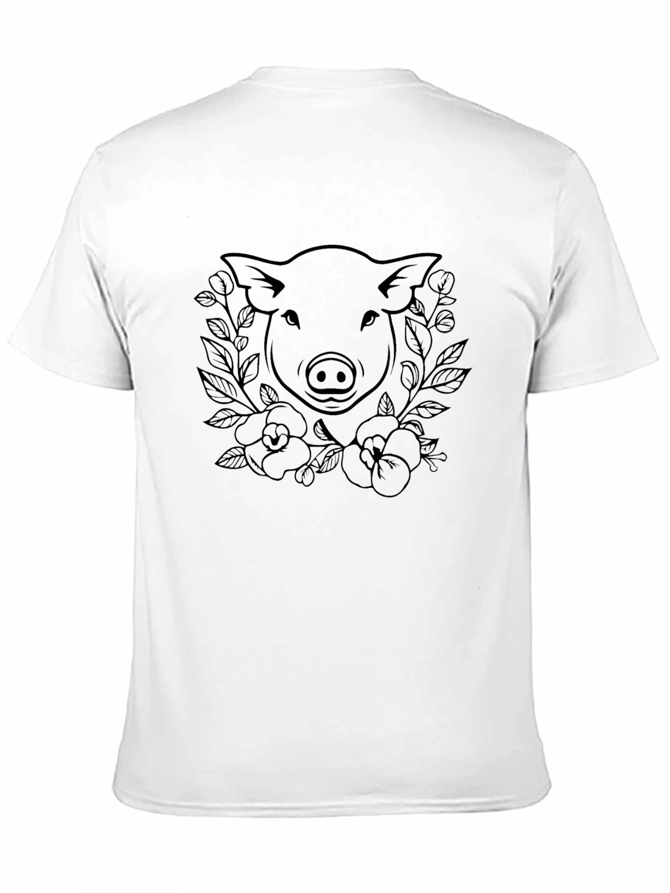 Pig Floral Graphic Tee - Black Cotton T-Shirt