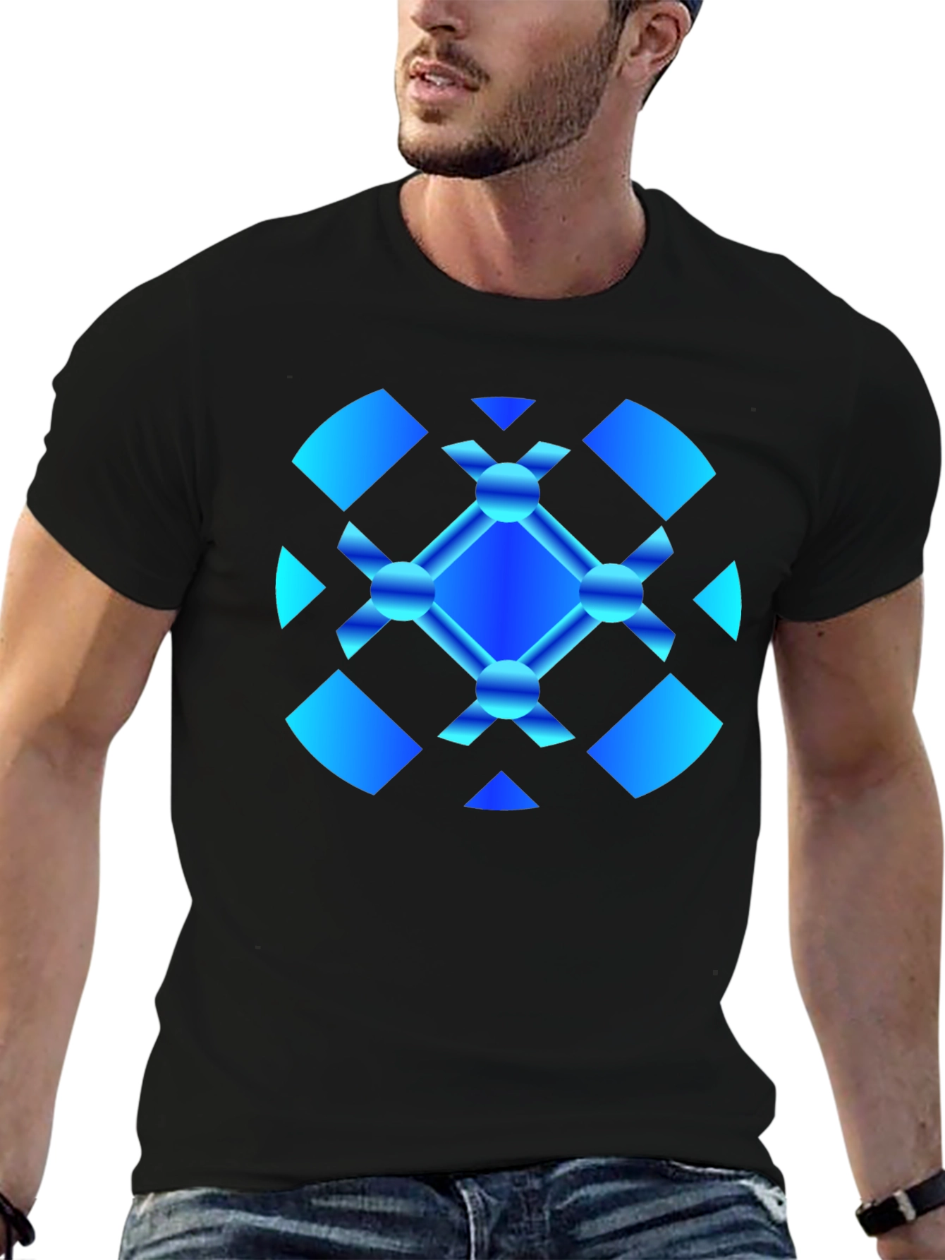Abstract Graphic Tee - Modern Blue Design