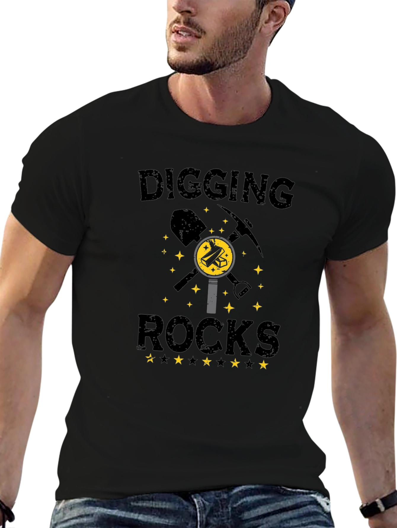Digging Rocks Black T-Shirt