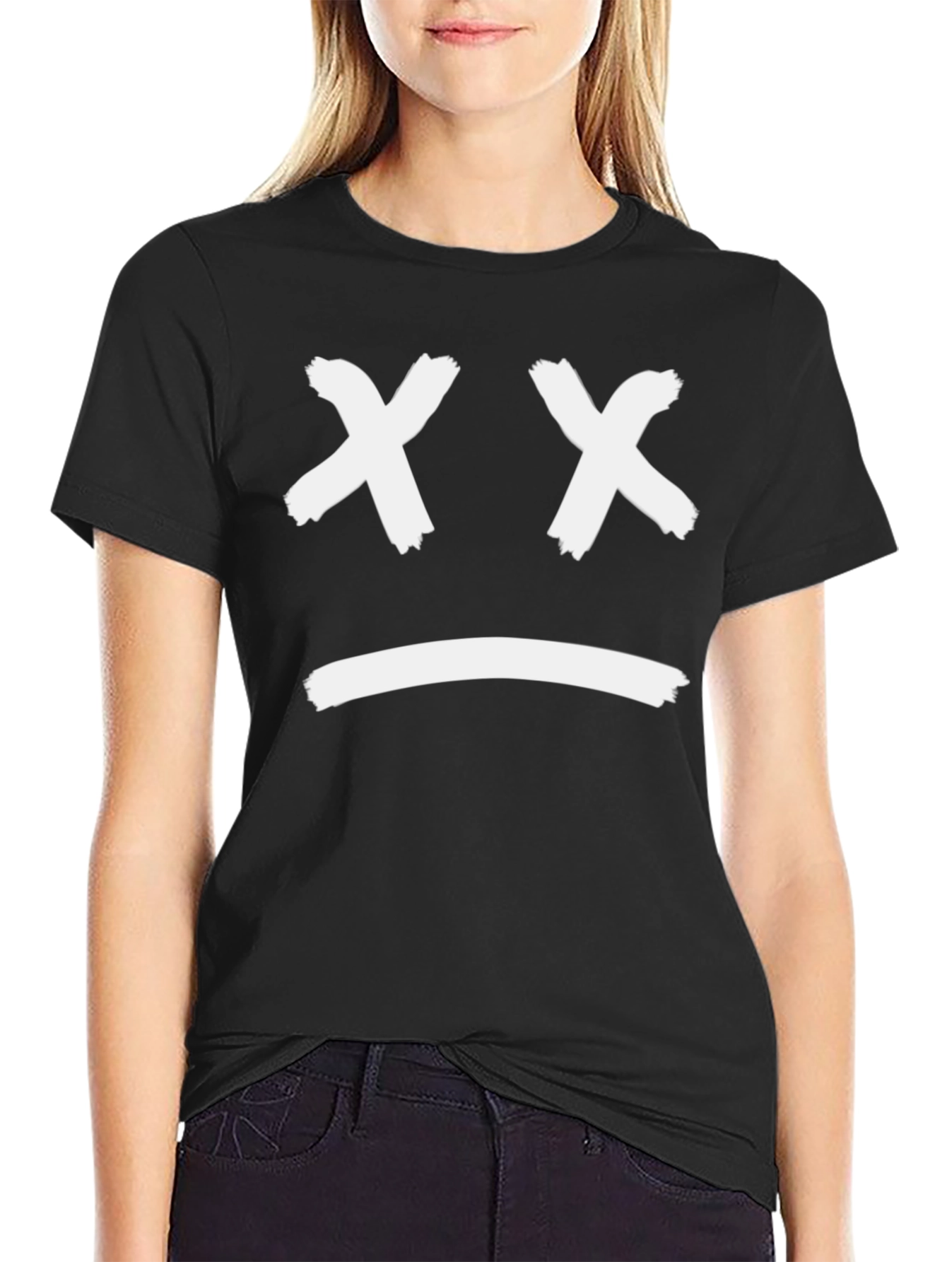 Sad Face Graphic Tee - Unisex Black T-Shirt