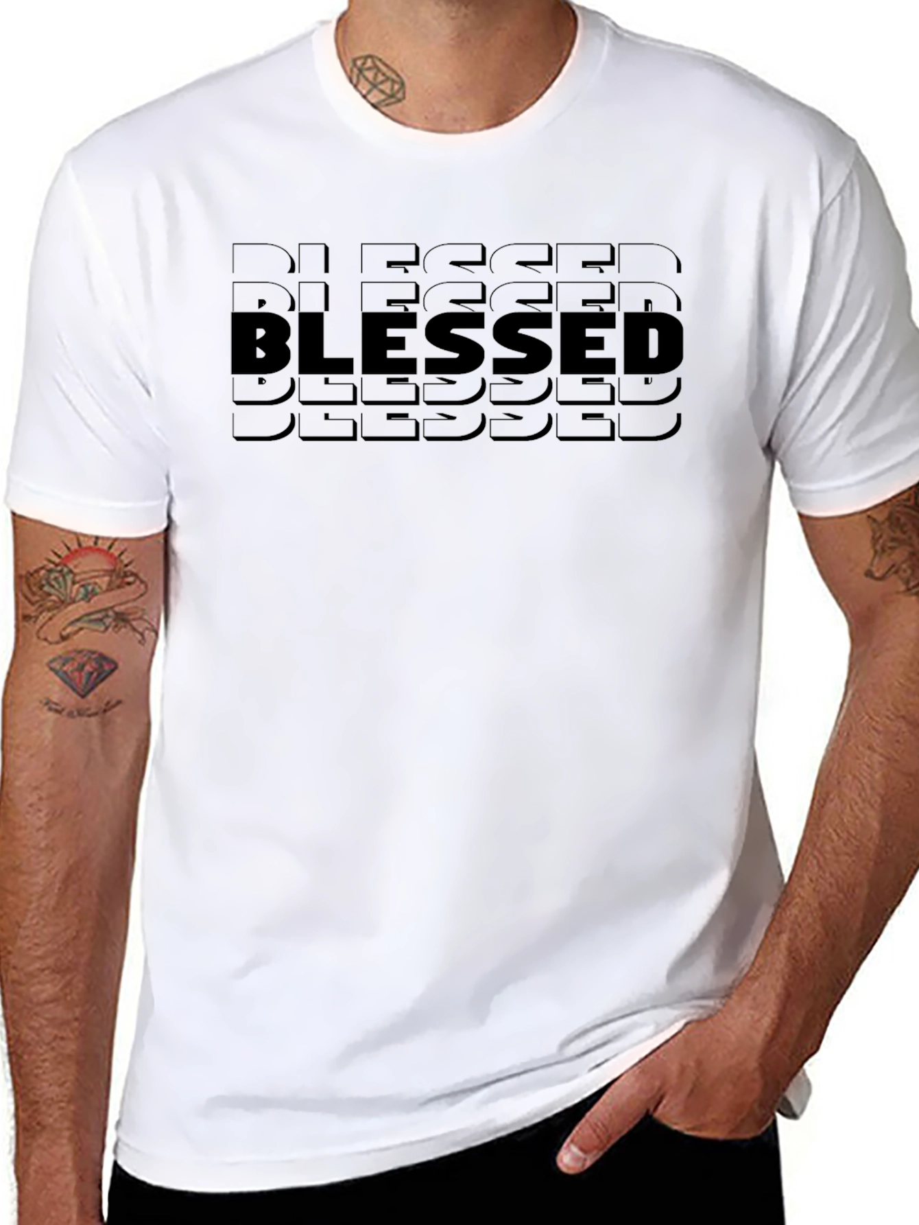 Blessed Graphic Tee - Stylish Mens Crewneck T-Shirt