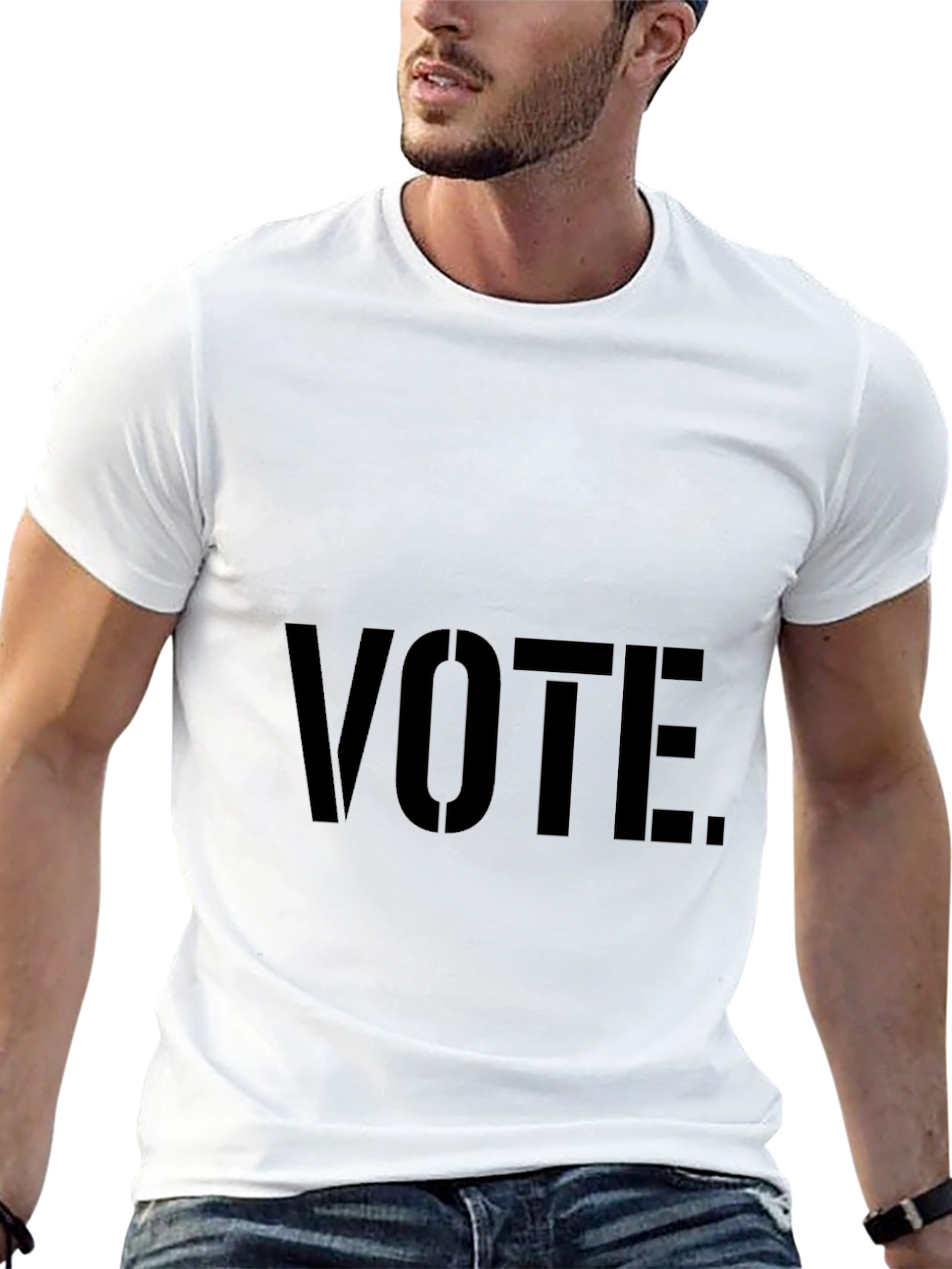 Vote Graphic T-Shirt - Black Crew Neck Tee