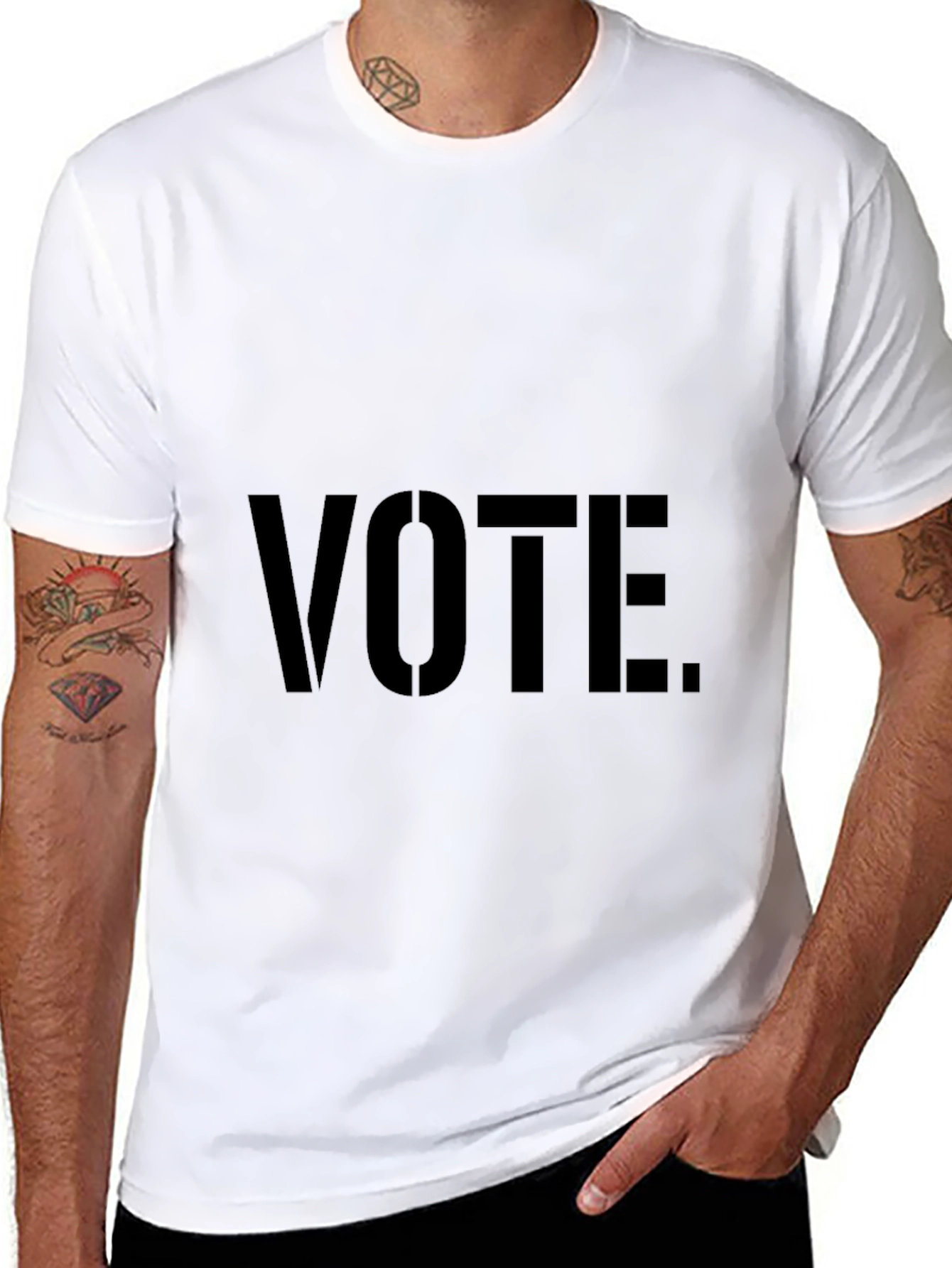 Vote Graphic T-Shirt - Black Crew Neck Tee