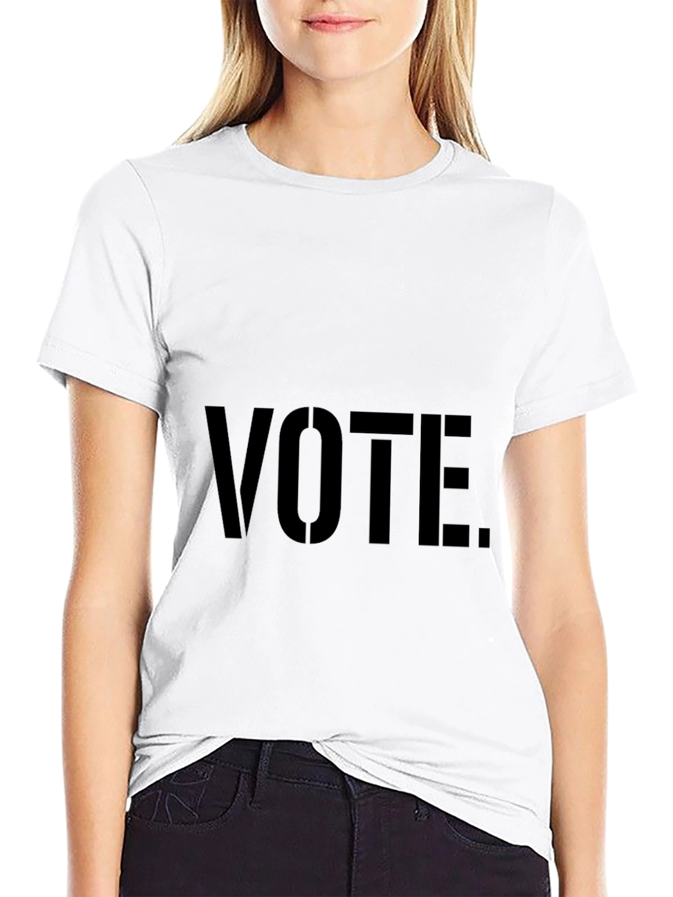 Vote Graphic T-Shirt - Black Crew Neck Tee