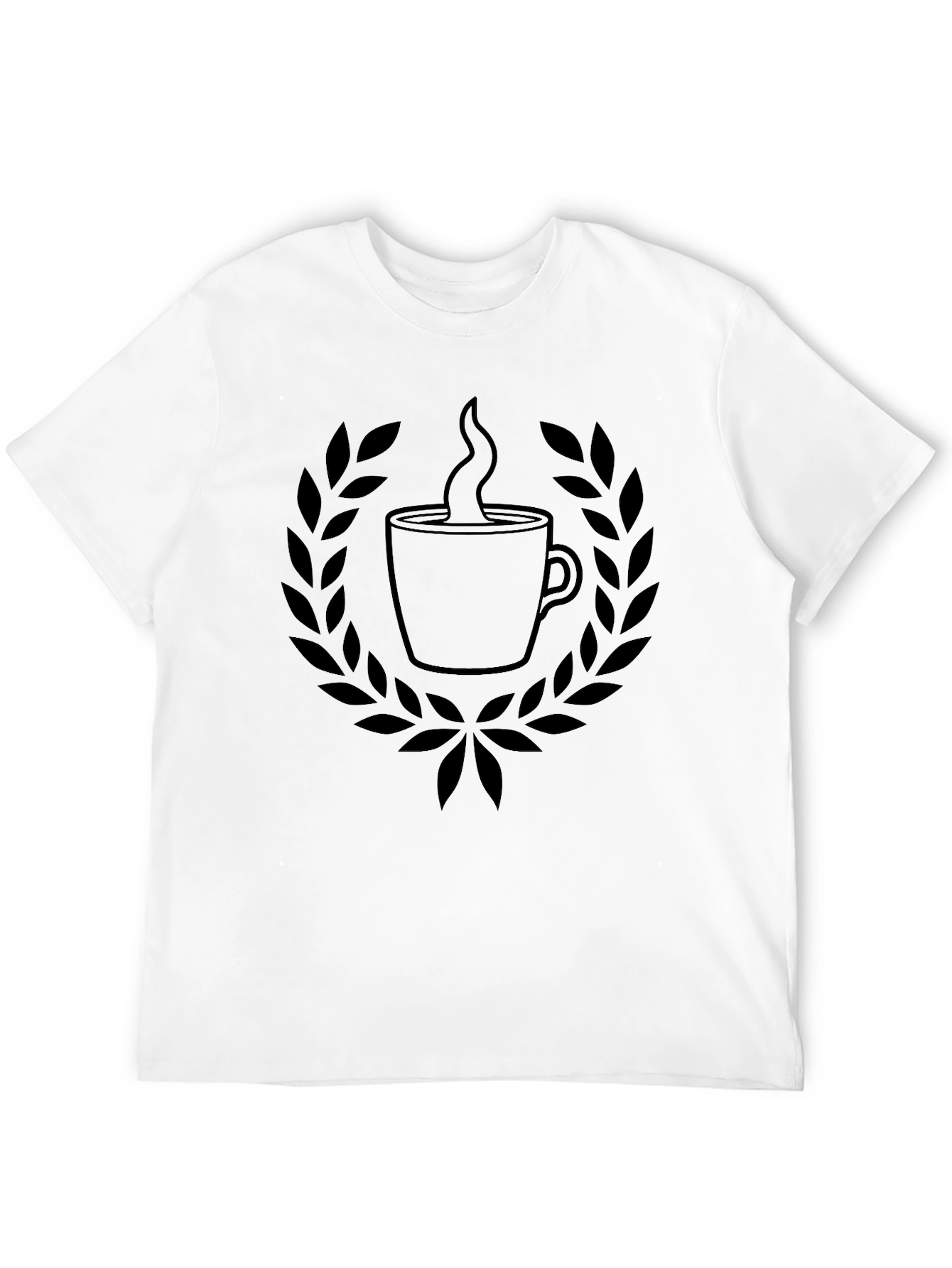 Coffee Cup Laurel Wreath Black T-Shirt