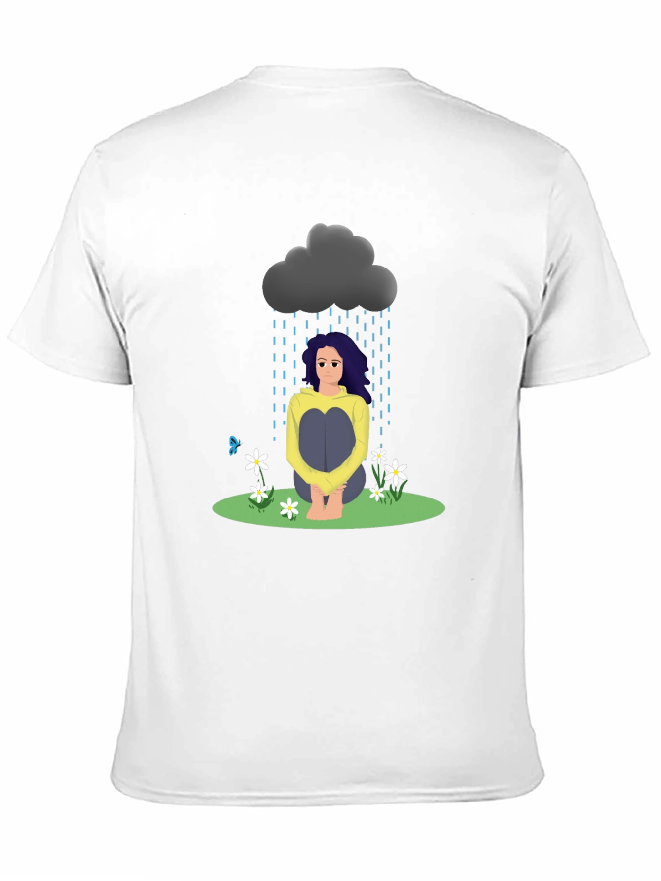 Sad Girl Cloud Graphic T-Shirt - Unisex Black Tee