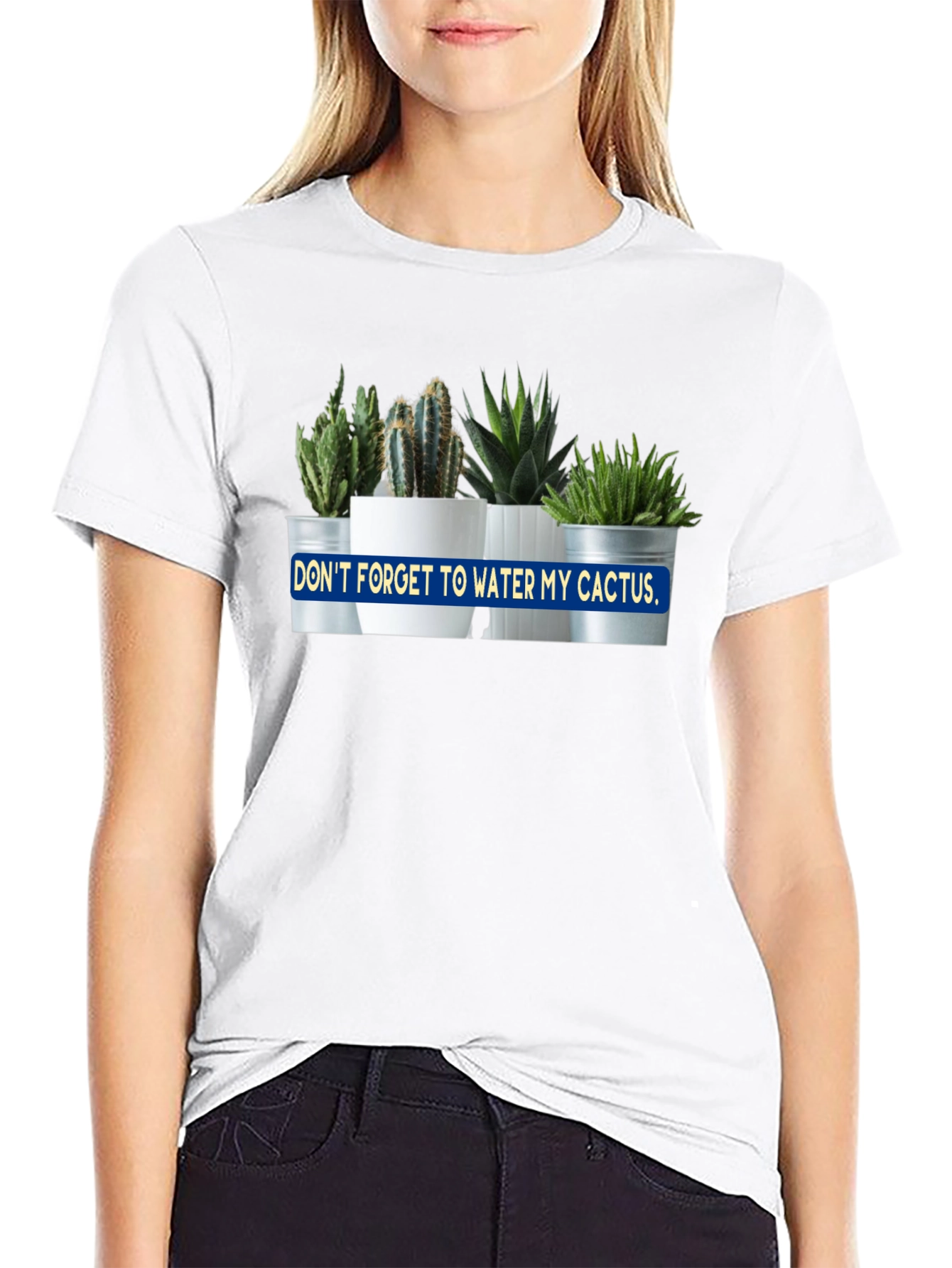 Dont Forget to Water My Cactus Black T-Shirt
