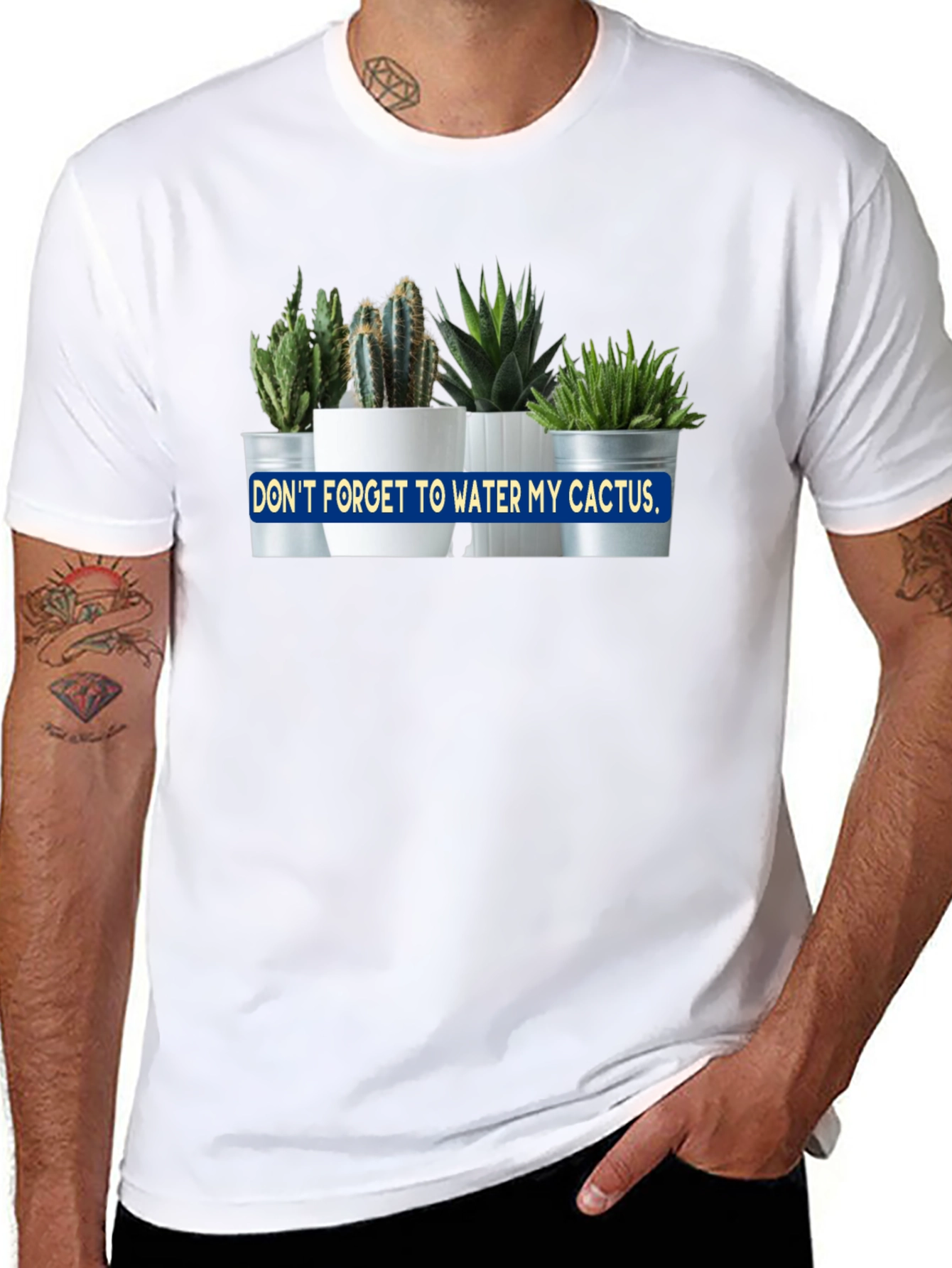 Dont Forget to Water My Cactus Black T-Shirt