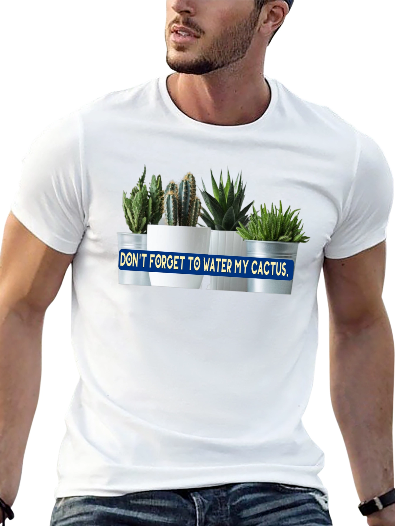 Dont Forget to Water My Cactus Black T-Shirt