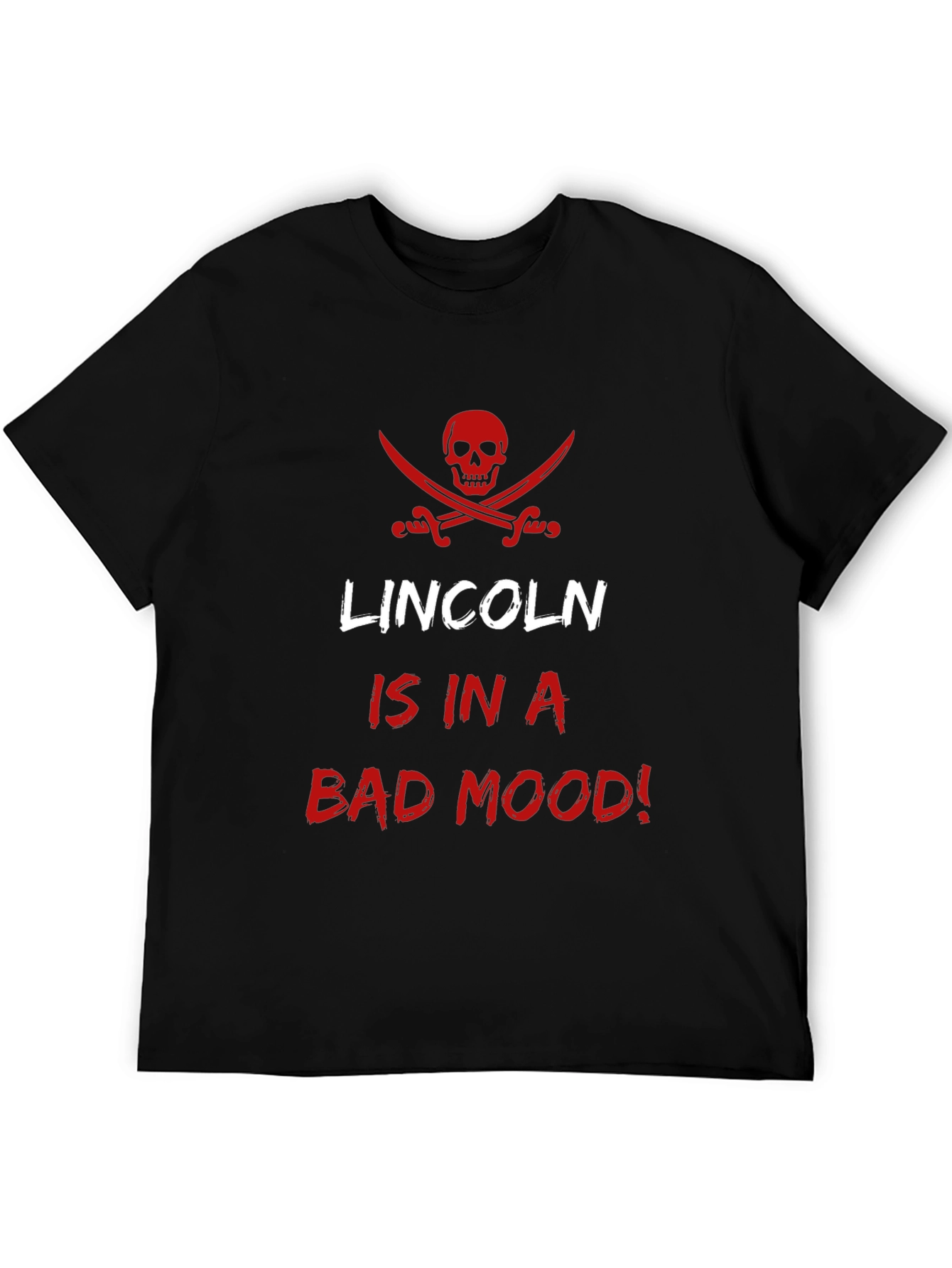 Lincoln Bad Mood T-Shirt - Pirate Skull Design