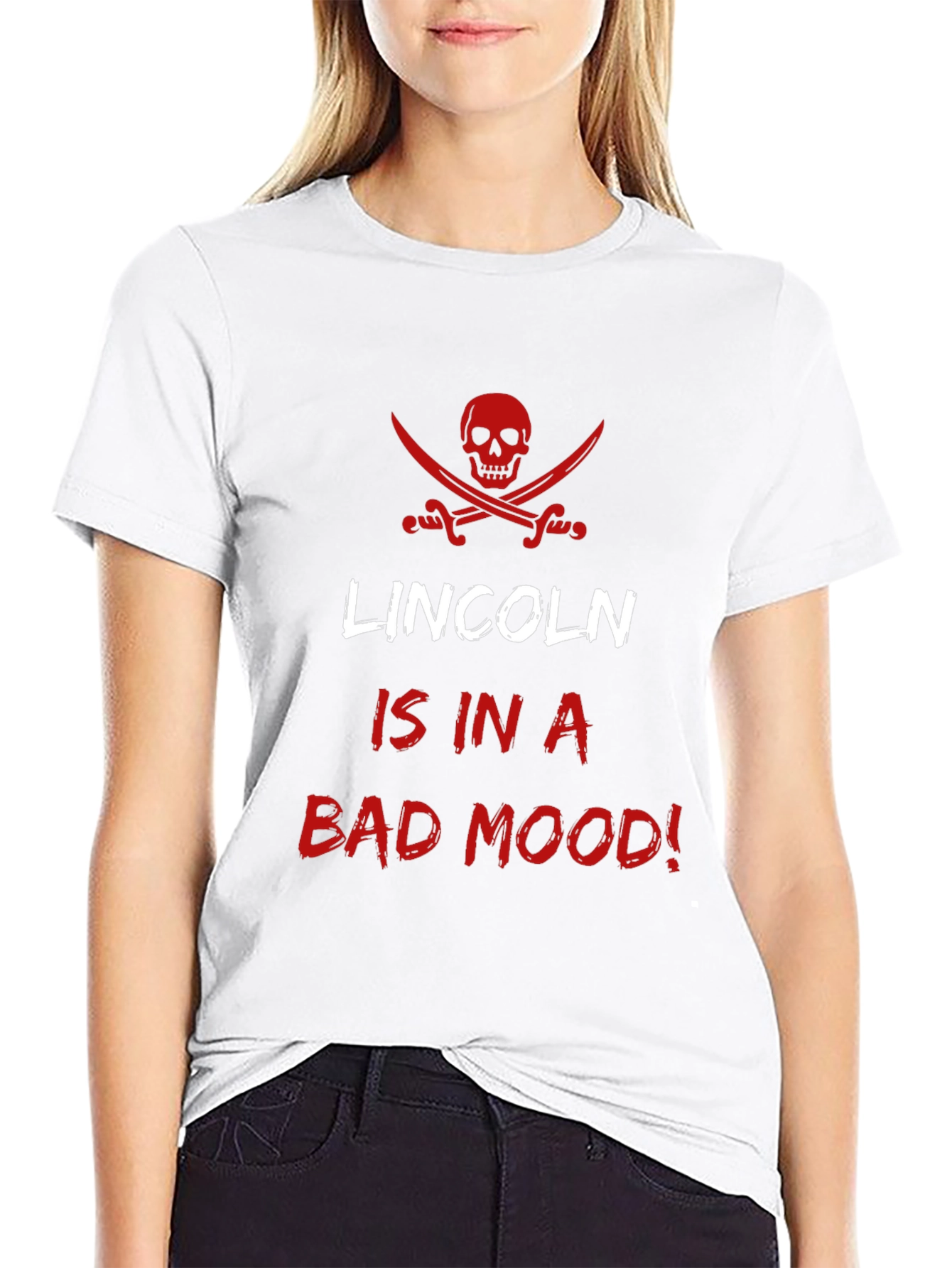 Lincoln Bad Mood T-Shirt - Pirate Skull Design
