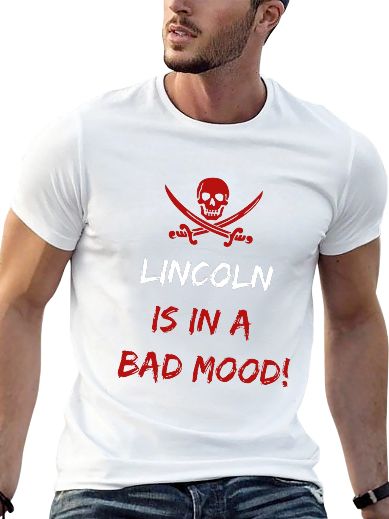Lincoln Bad Mood T-Shirt - Pirate Skull Design