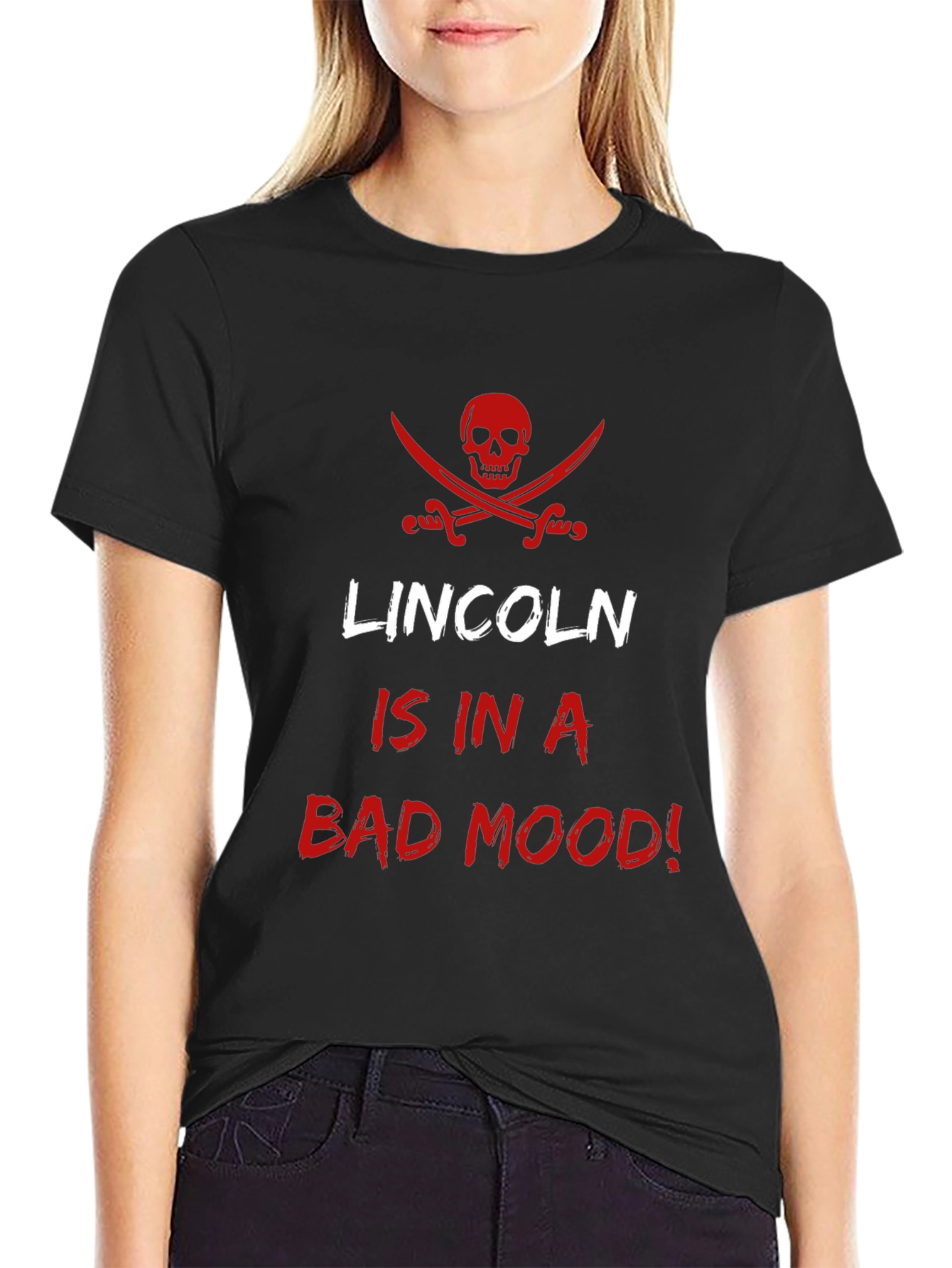 Lincoln Bad Mood T-Shirt - Pirate Skull Design