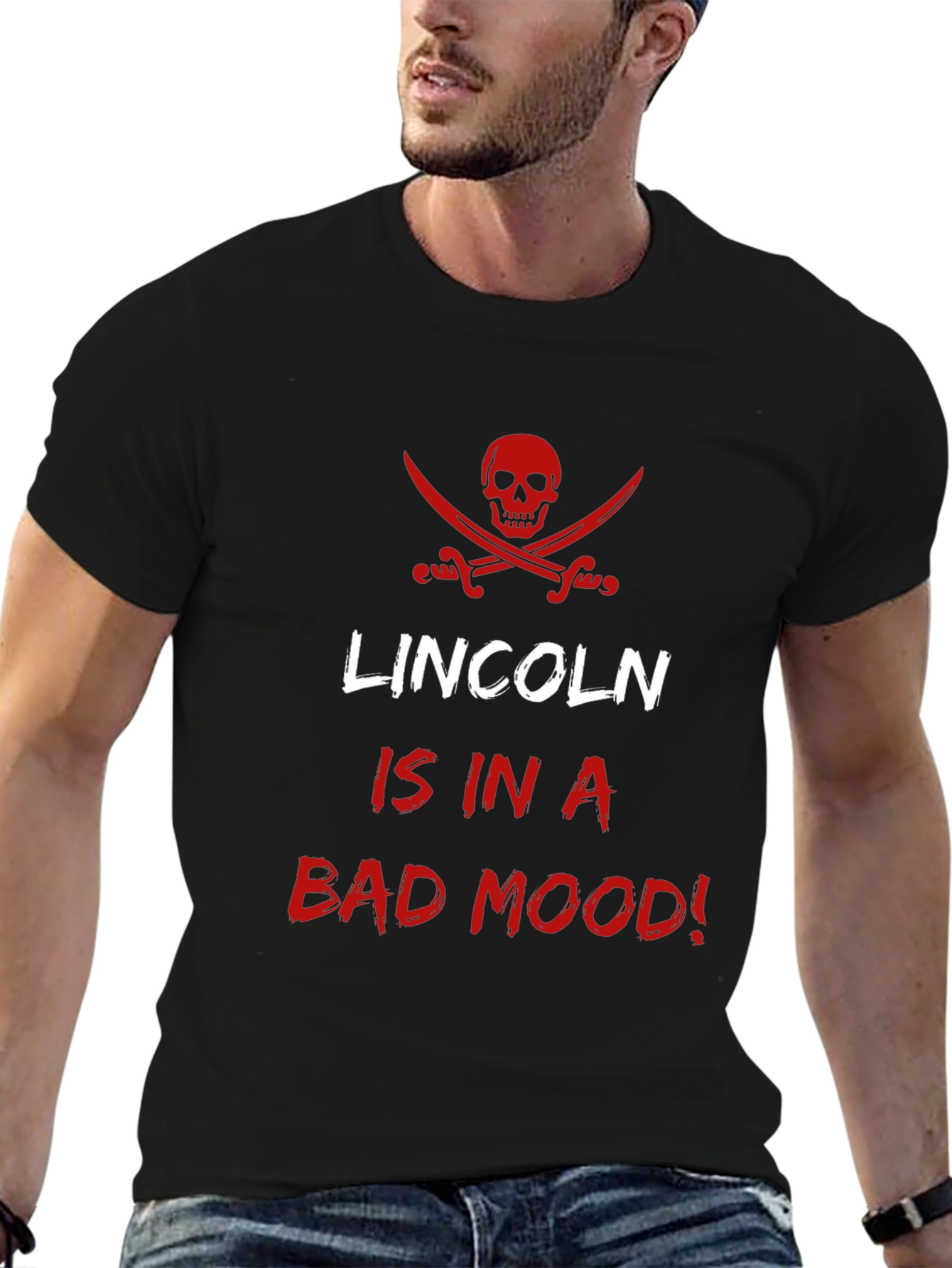 Lincoln Bad Mood T-Shirt - Pirate Skull Design