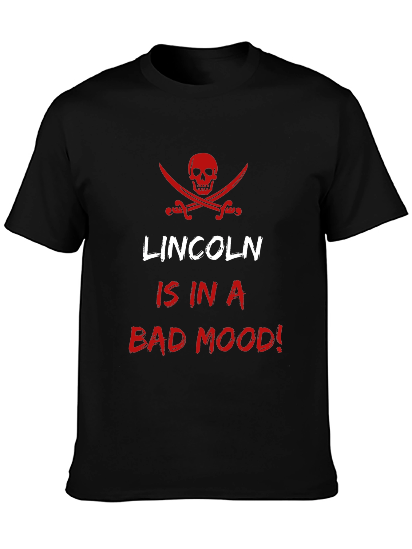 Lincoln Bad Mood T-Shirt - Pirate Skull Design