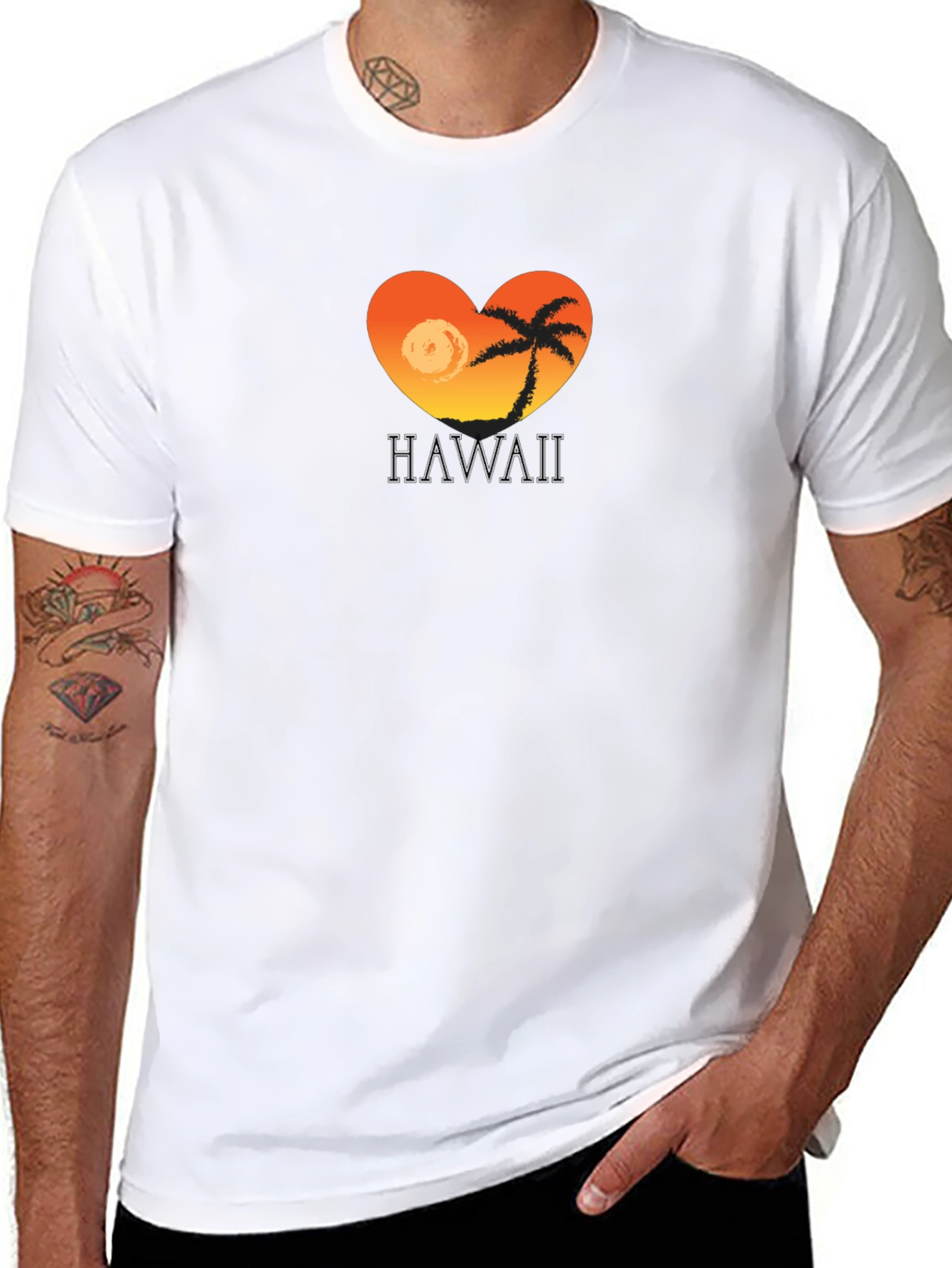 Hawaii Sunset Heart T-Shirt - Tropical Island Tee