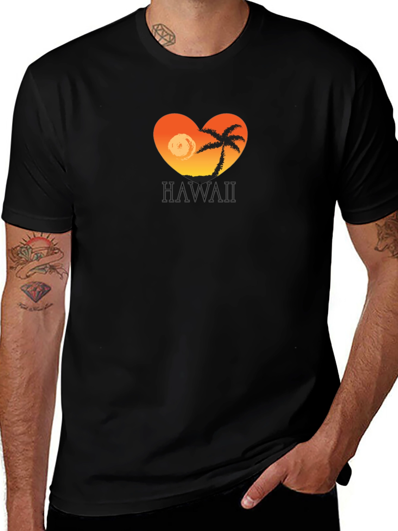 Hawaii Sunset Heart T-Shirt - Tropical Island Tee