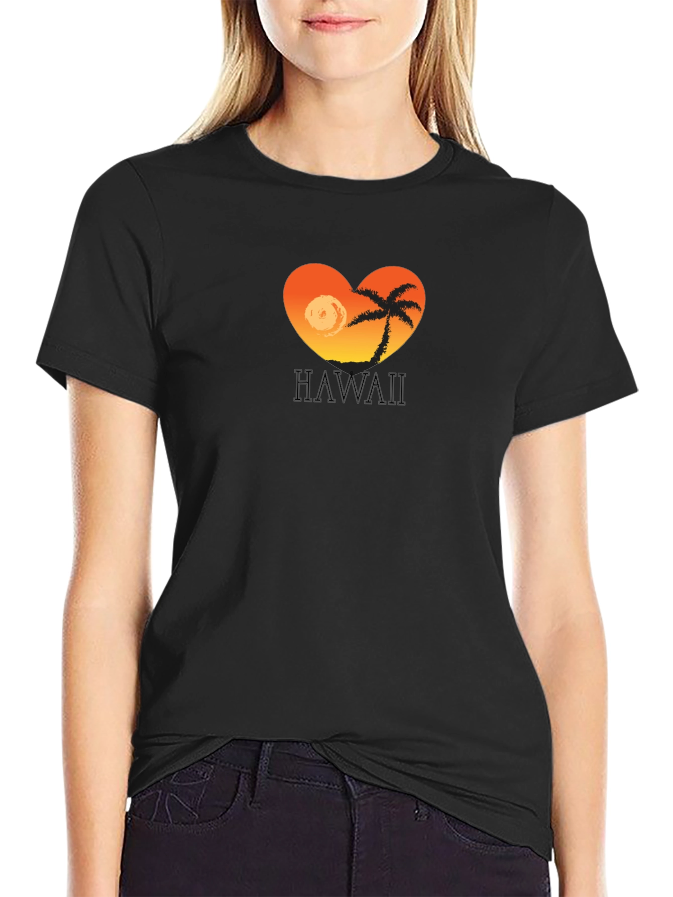 Hawaii Sunset Heart T-Shirt - Tropical Island Tee