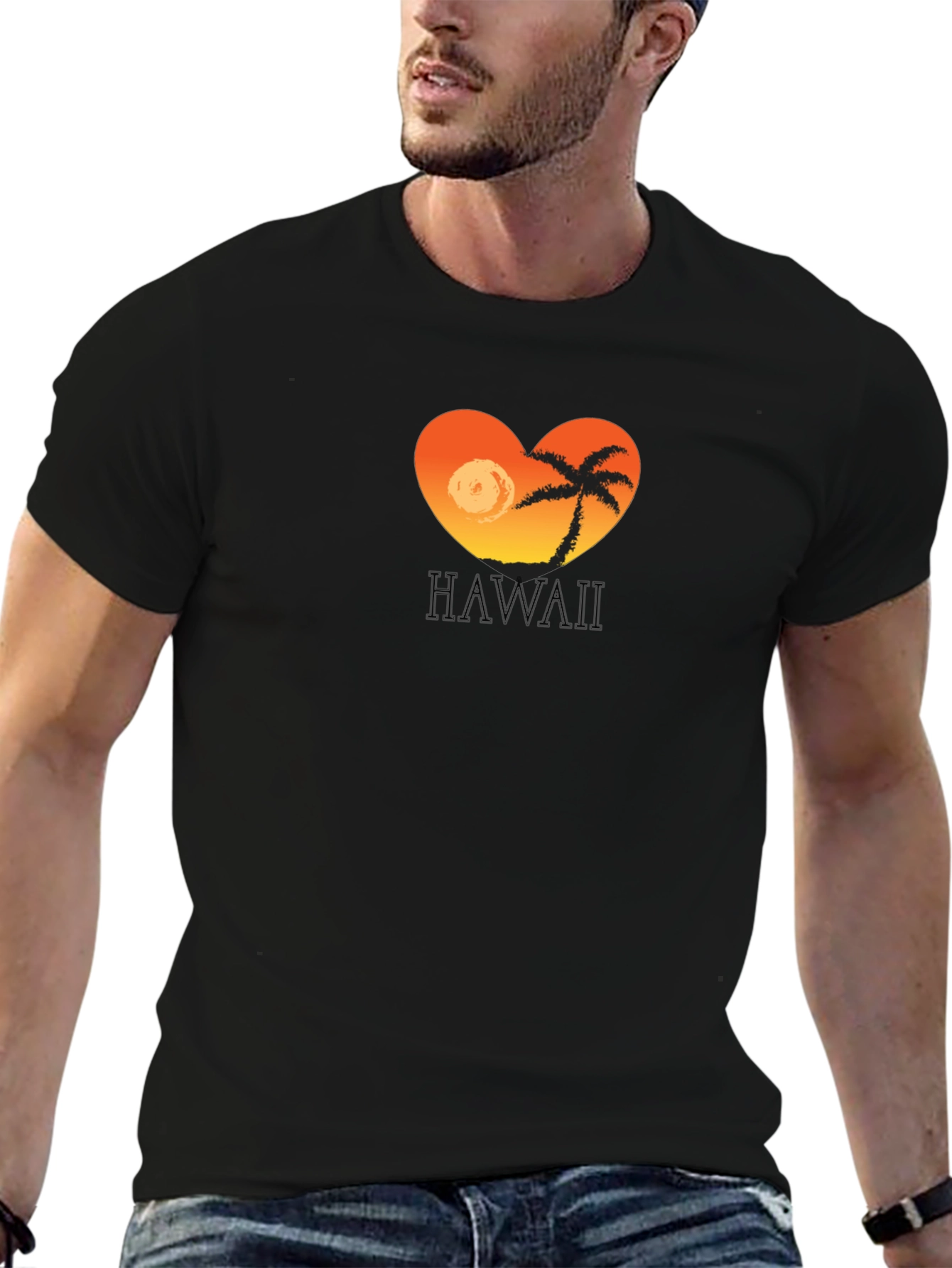 Hawaii Sunset Heart T-Shirt - Tropical Island Tee