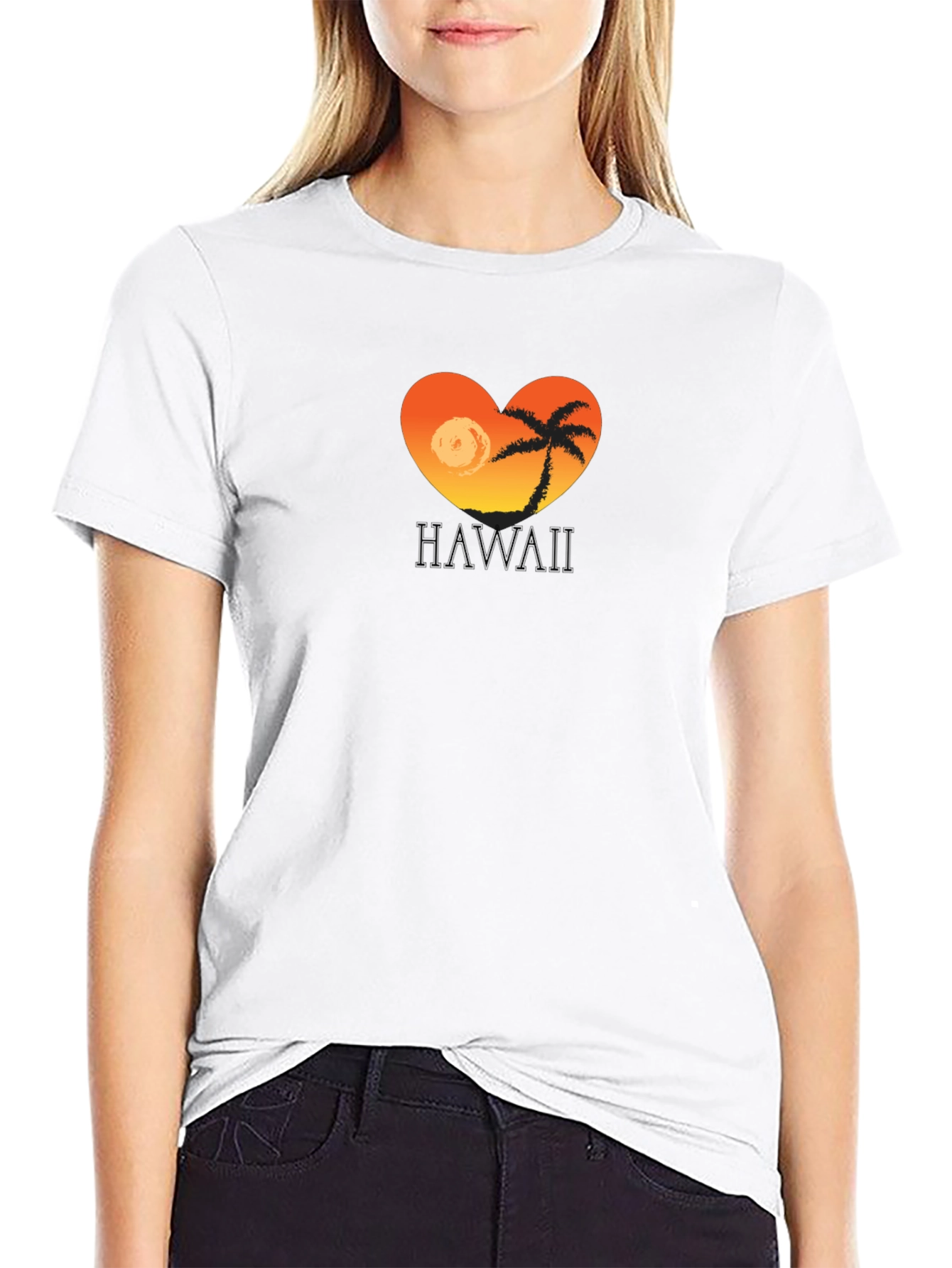 Hawaii Sunset Heart T-Shirt - Tropical Island Tee