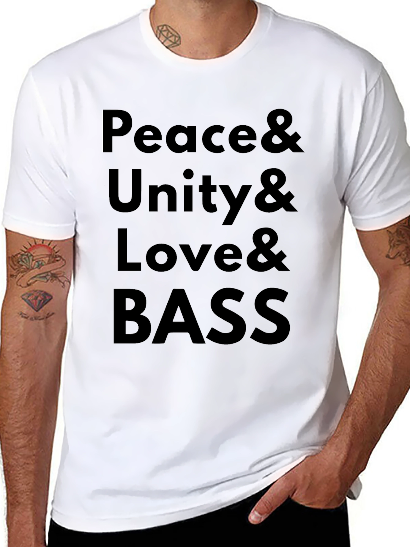 Peace Unity Love Bass Graphic T-Shirt