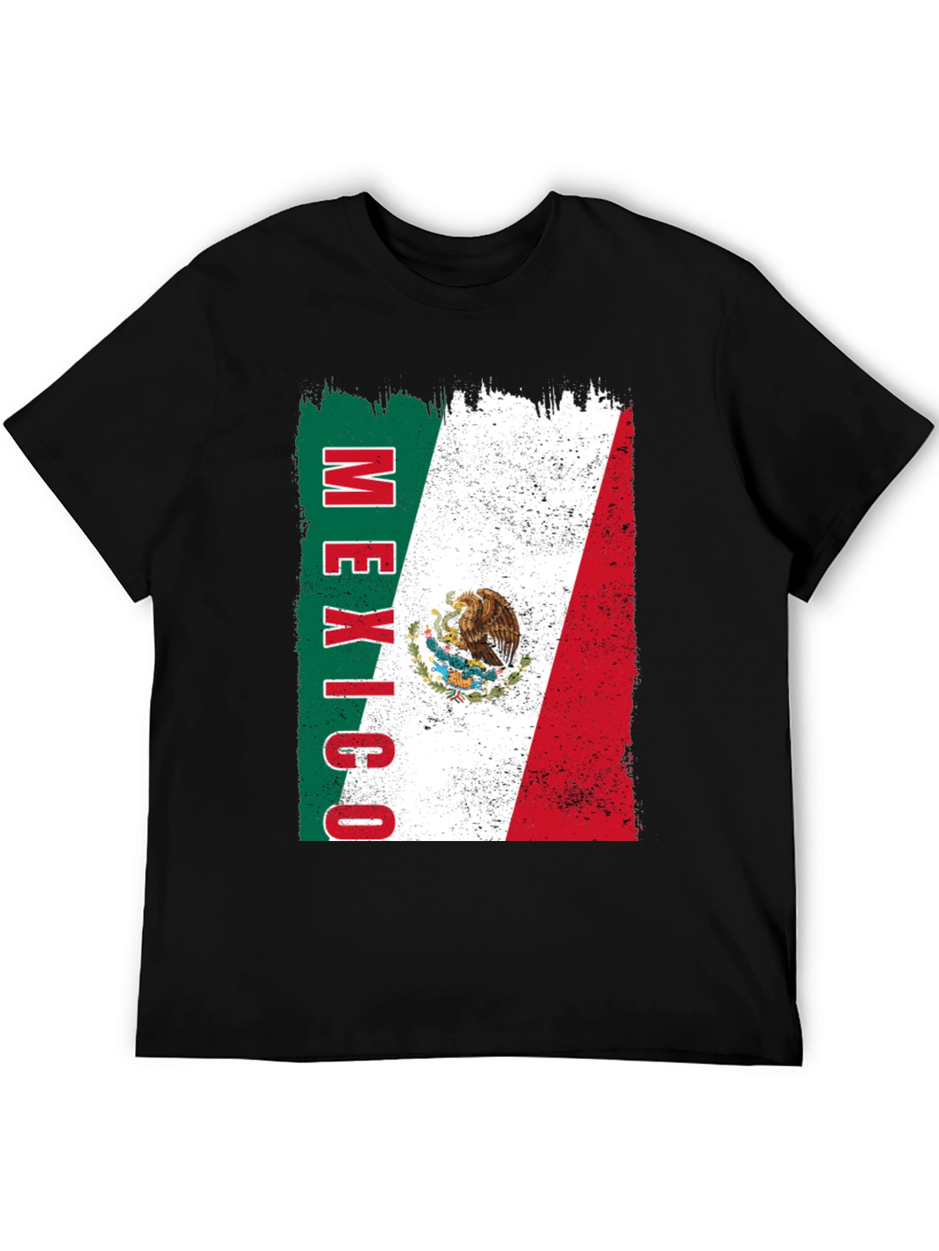 Mexico Flag Graphic Tee - Black Cotton T-Shirt