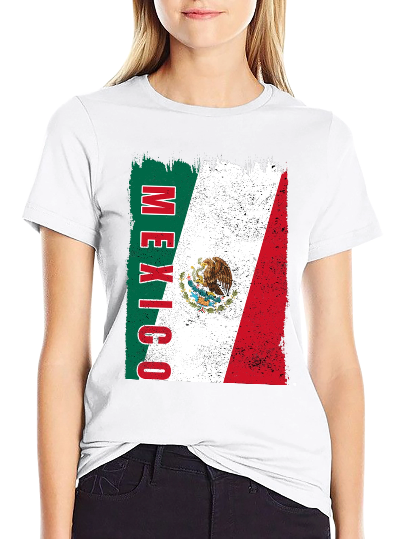 Mexico Flag Graphic Tee - Black Cotton T-Shirt