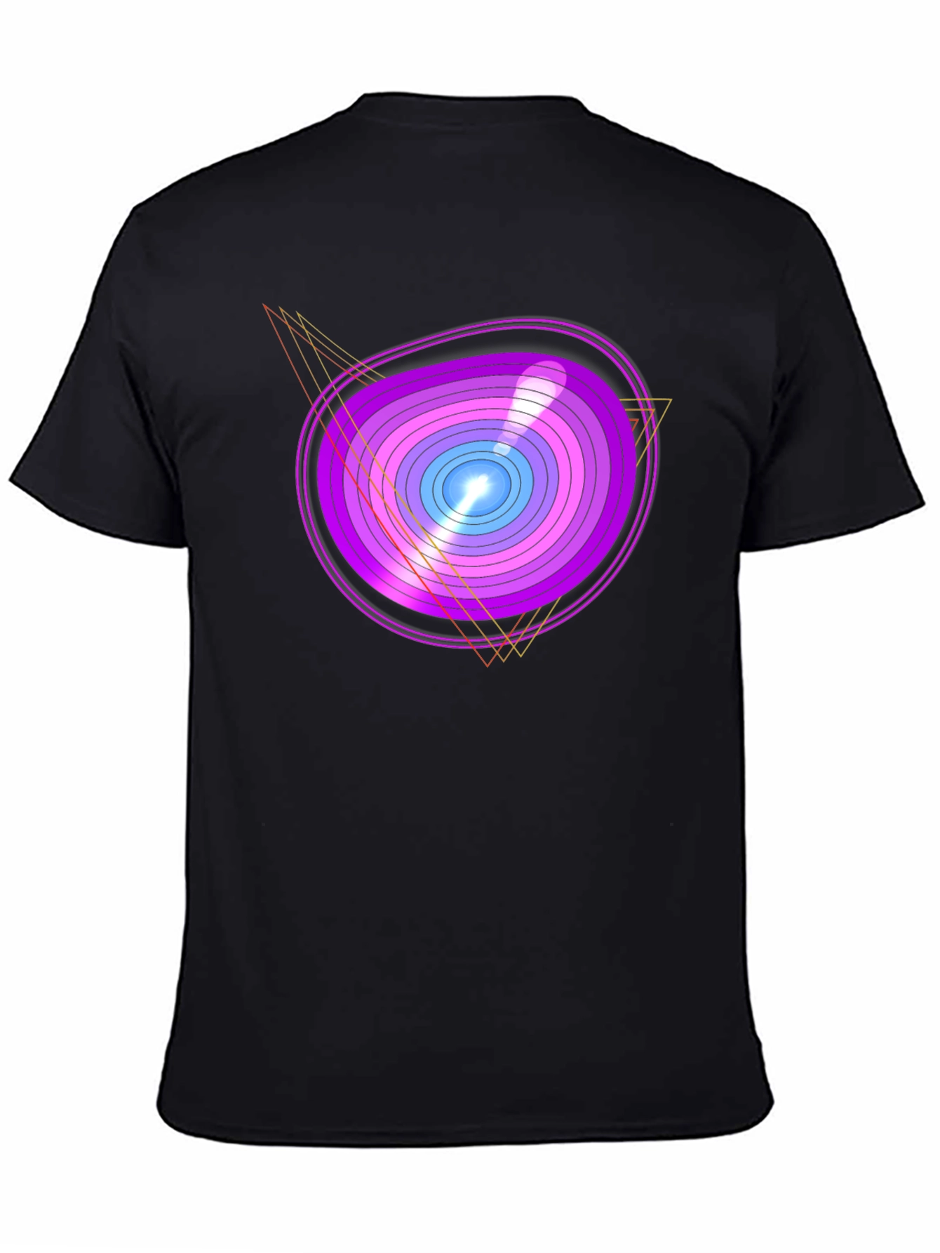 Geometric Oval Graphic Print Black T-Shirt