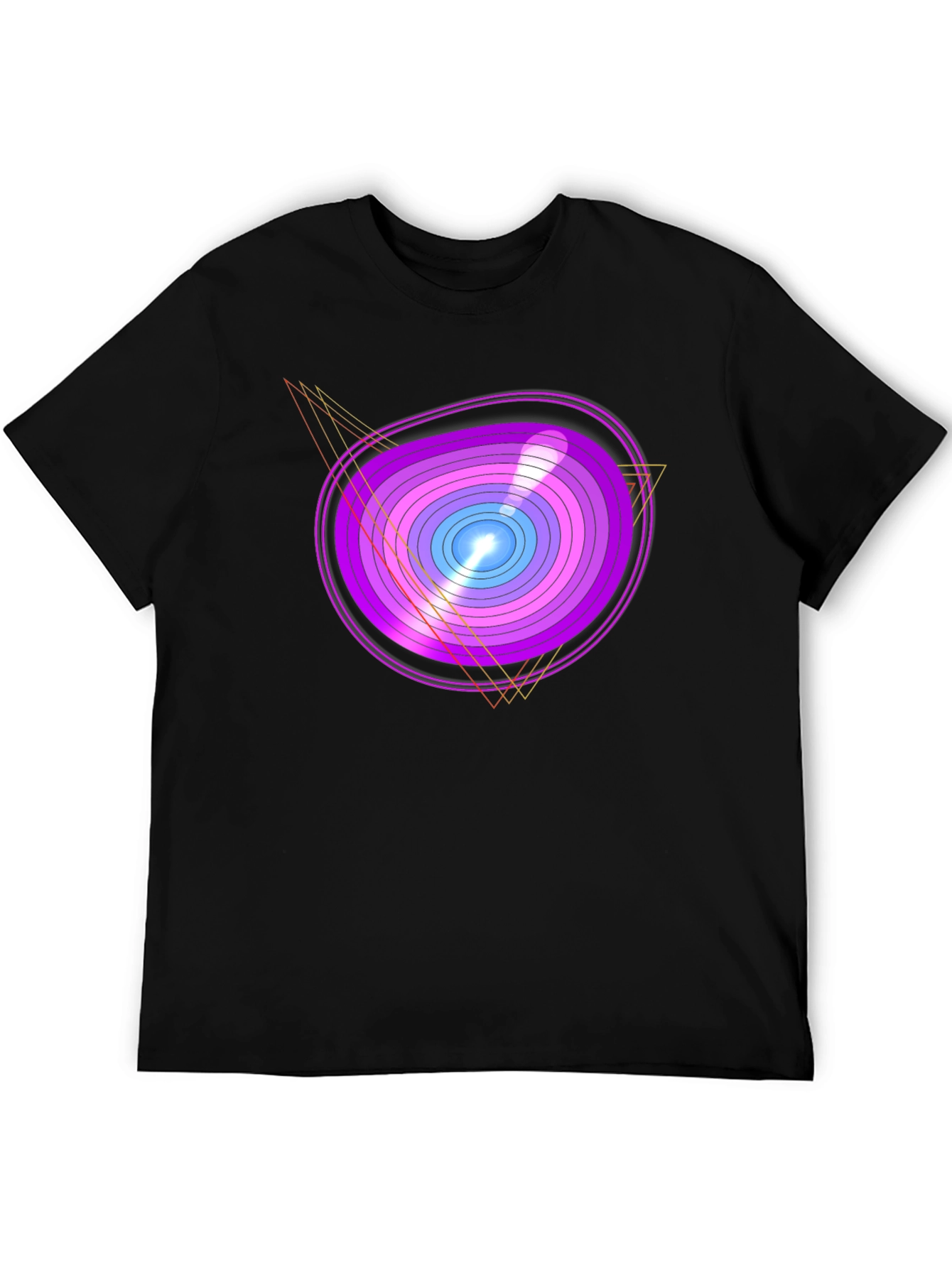 Geometric Oval Graphic Print Black T-Shirt