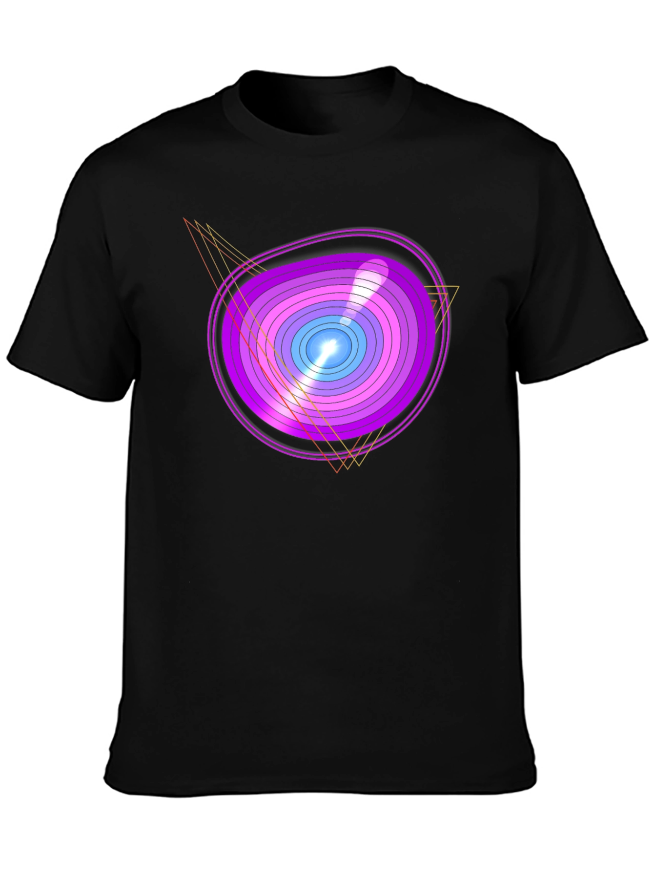 Geometric Oval Graphic Print Black T-Shirt