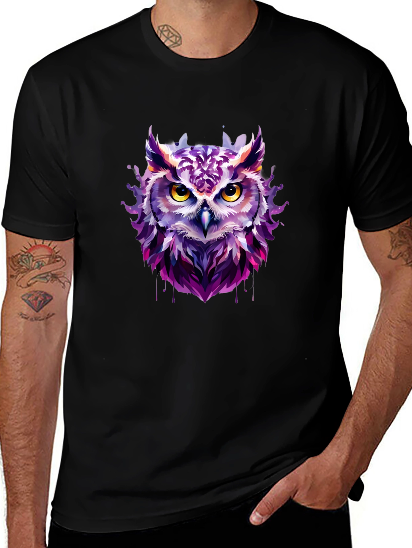 Artistic Owl Graphic Tee - Unique Design