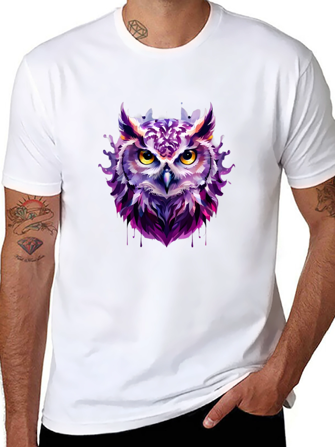 Artistic Owl Graphic Tee - Unique Design