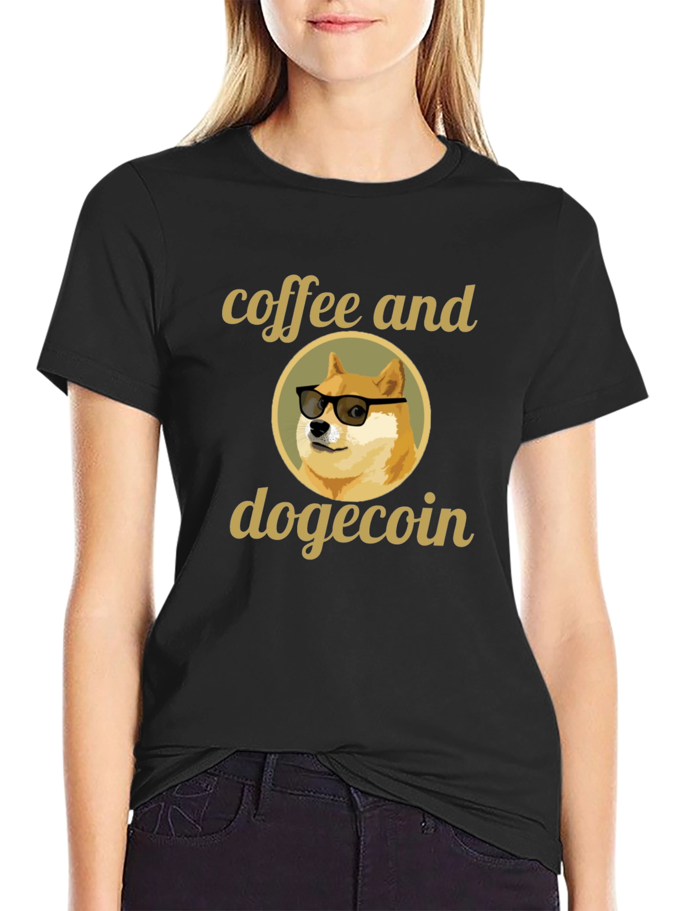Coffee and Dogecoin Graphic T-Shirt