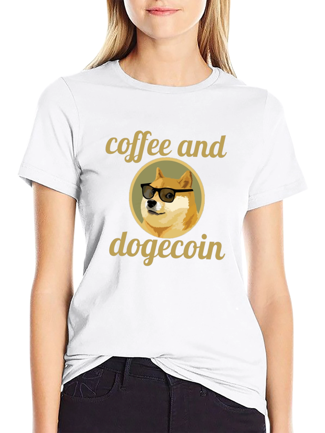 Coffee and Dogecoin Graphic T-Shirt