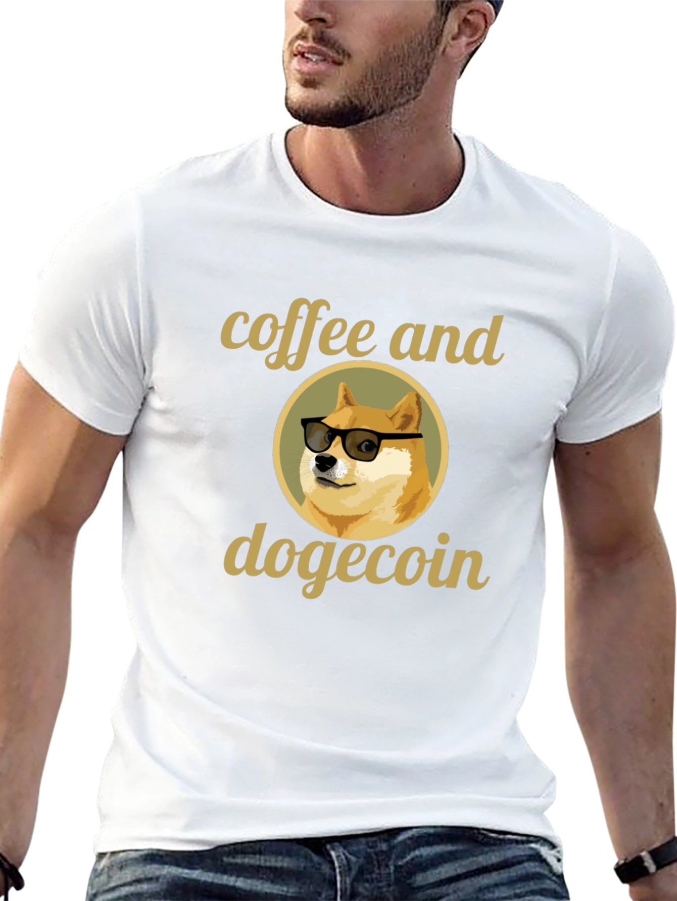 Coffee and Dogecoin Graphic T-Shirt