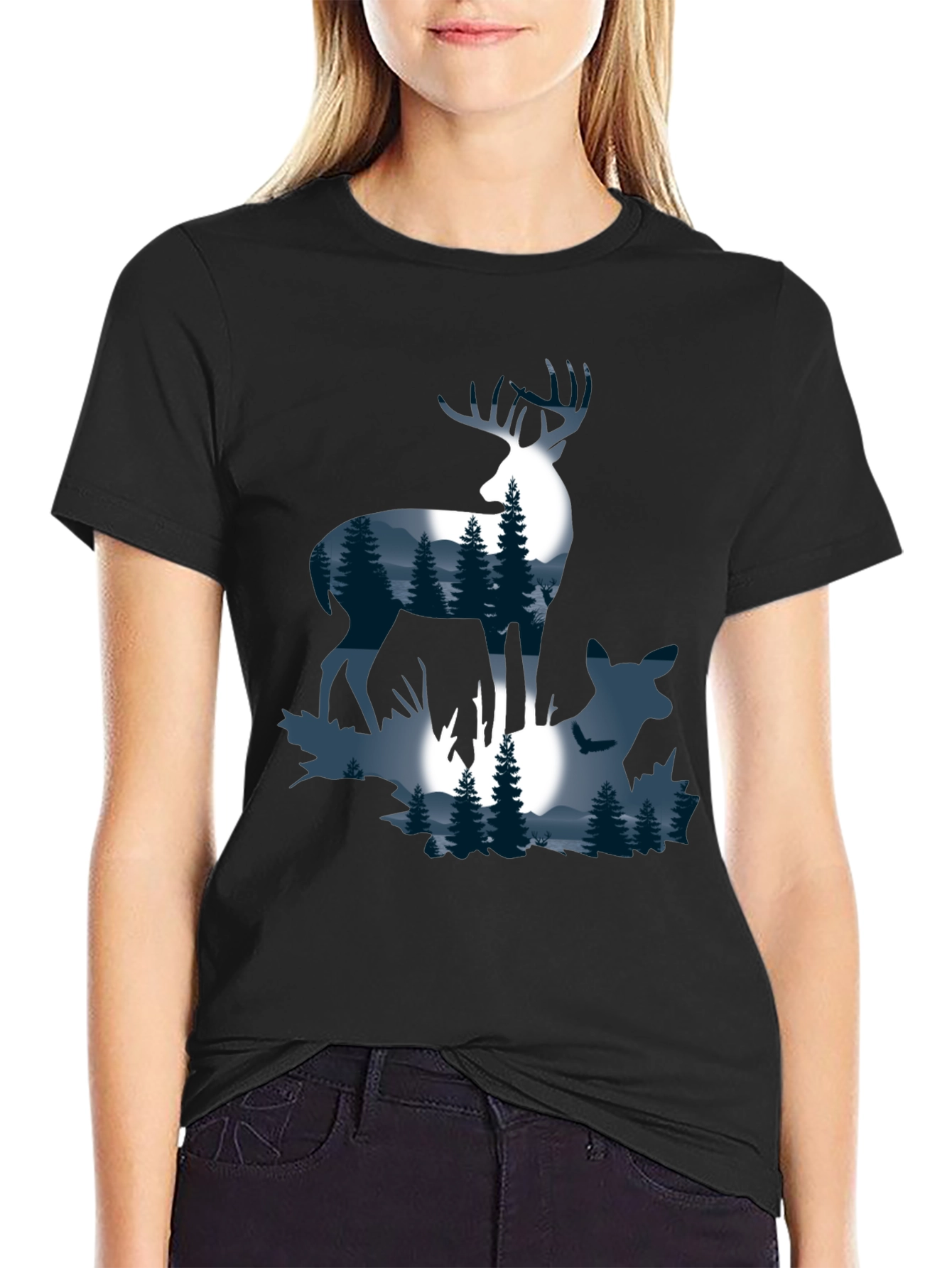 Deer Silhouette Graphic T-Shirt